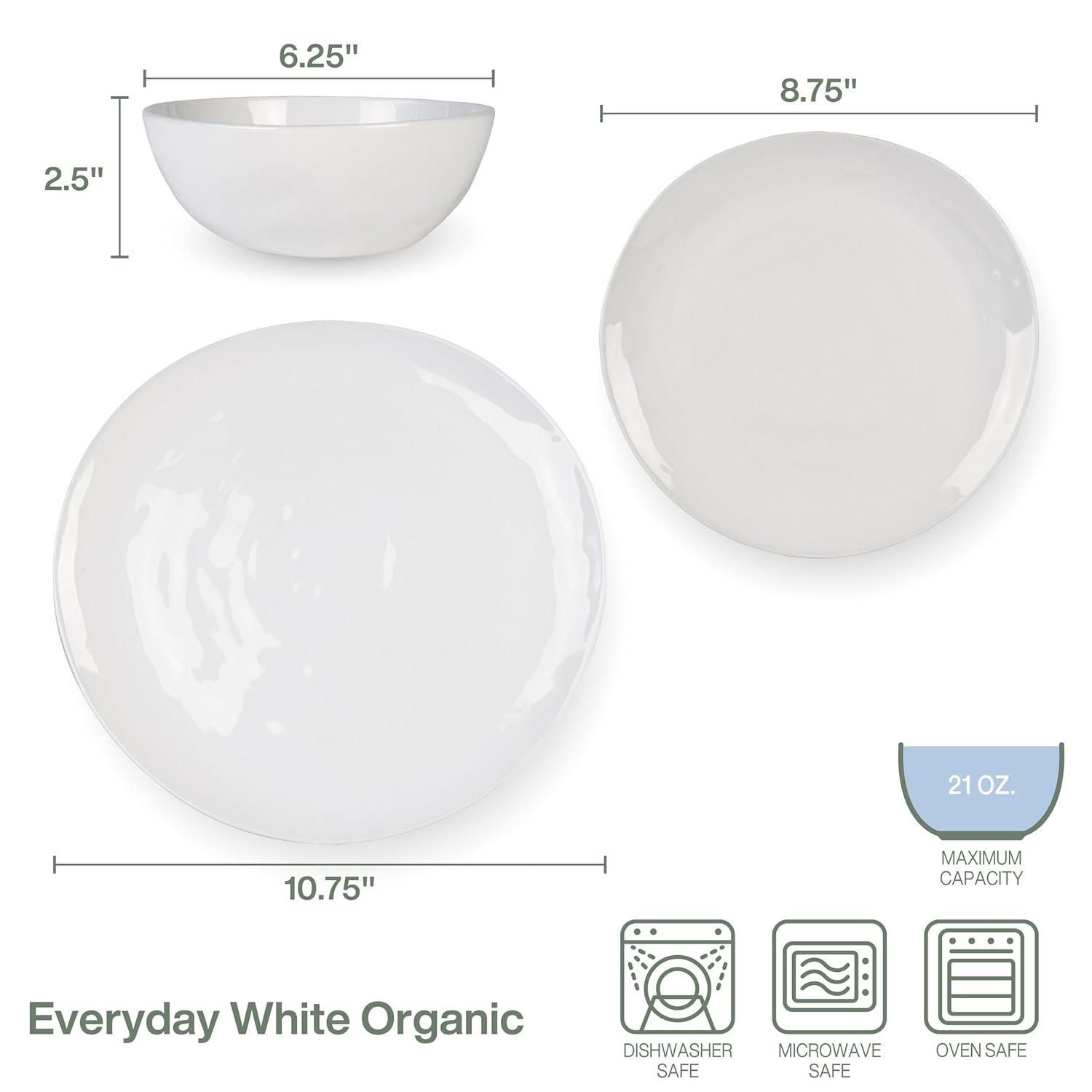 White Porcelain 12-Piece Dinnerware Set, Service for 4