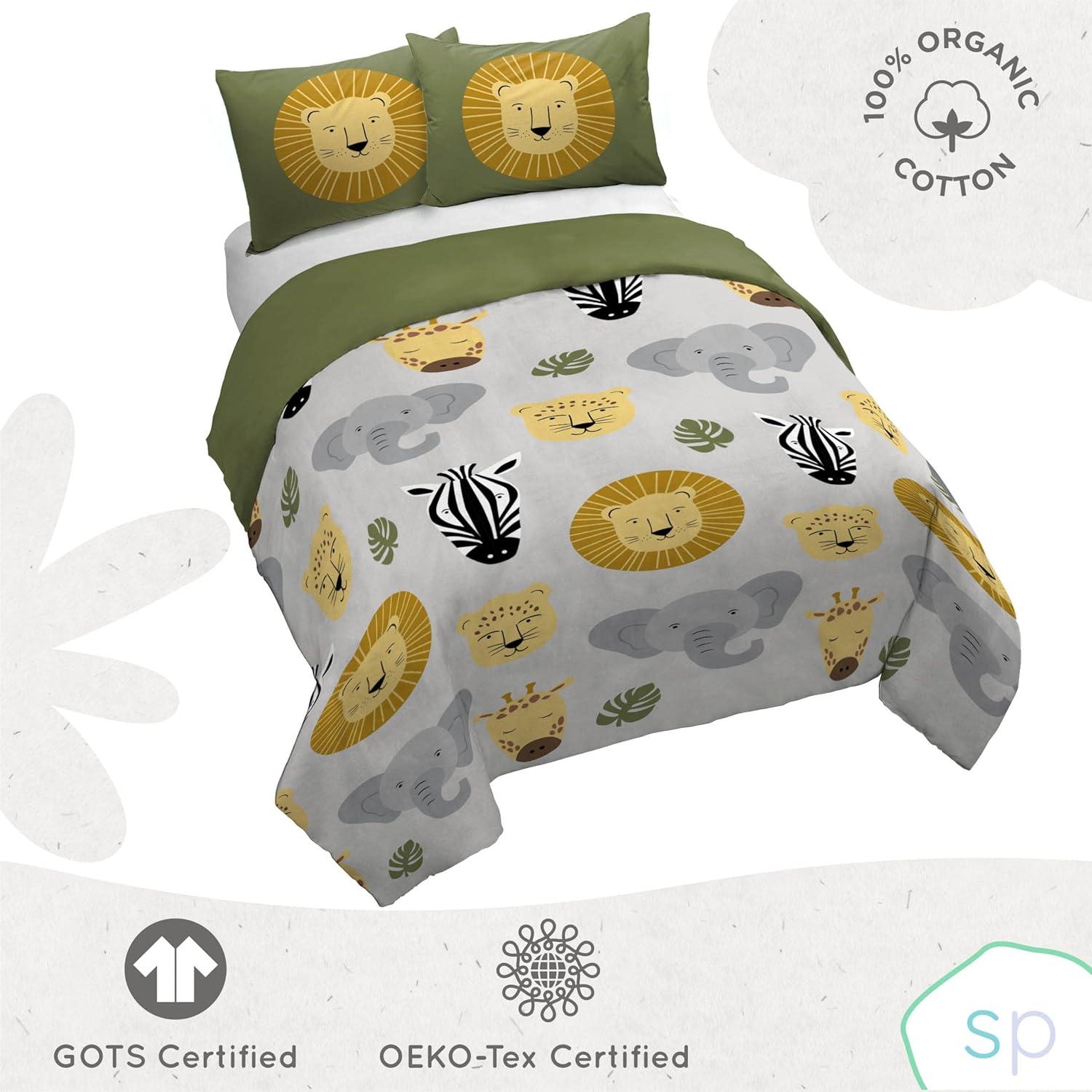 Saturday Park Safari Friends 100% Organic Cotton Duvet Cover & Sham Set