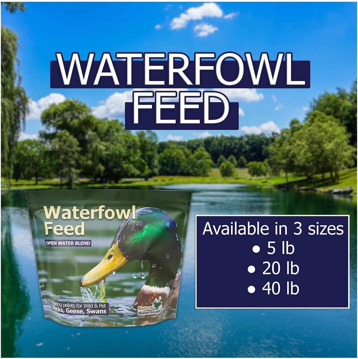 Natural Waterscapes Waterfowl Feed Open Water Diet 40 lb | for Feeding Ducks Geese Swans | Floating Pellets with Niacin for Ducks