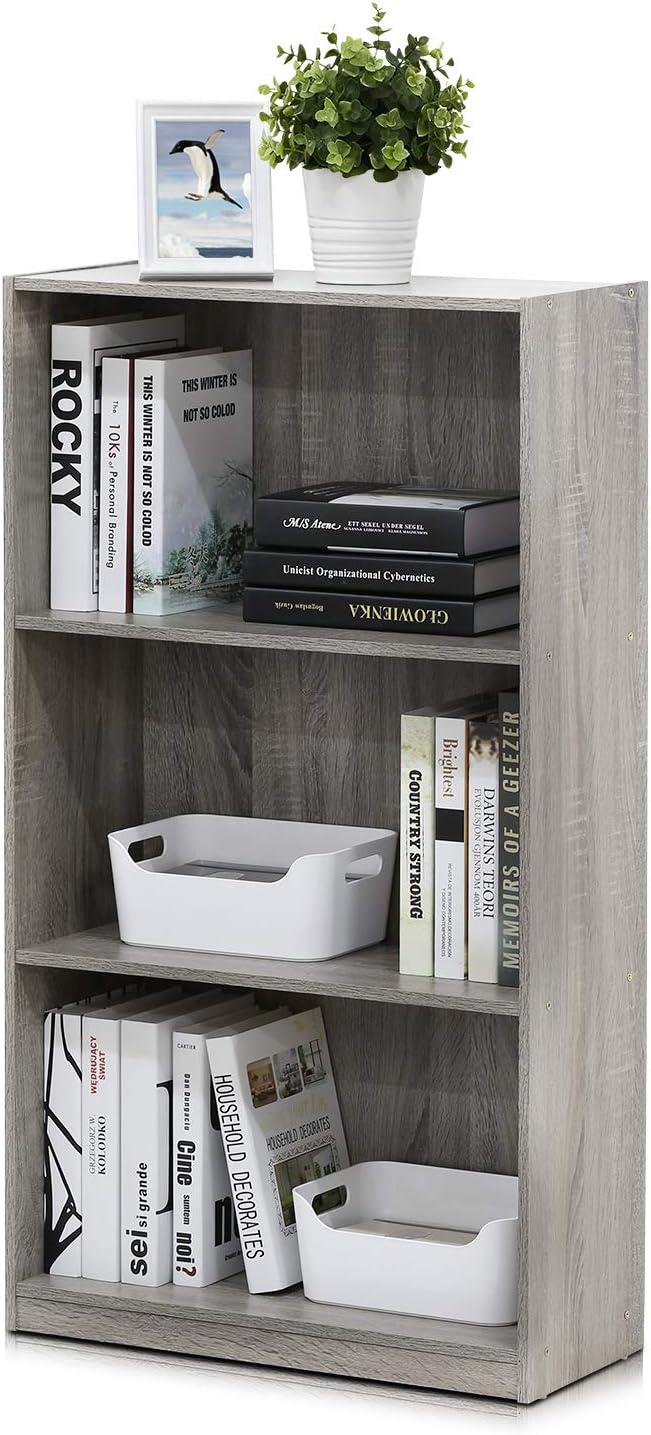 Furinno 3 Tier Storage Bookcase Open Shelf Display Cabinet,French Oak