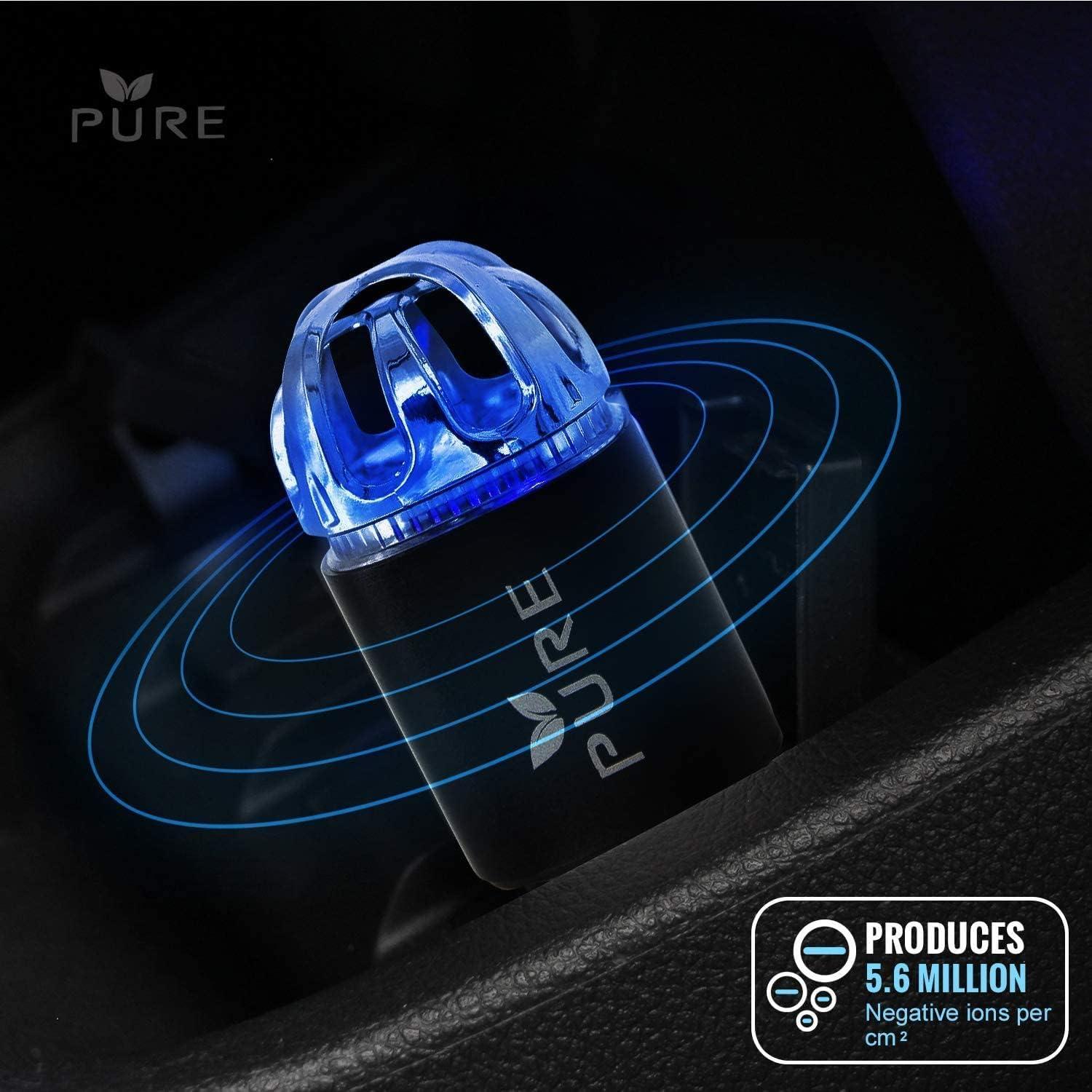 Car Air Purifier Premium Air Ionizer & Car Charger Accessory w/Dual USB Ports - Quick Charge 3.0 - Eliminate Allergens Bad Odor Smell Smoke Pollen Mold Bacteria Viruses - Deodorizer (BLACK)