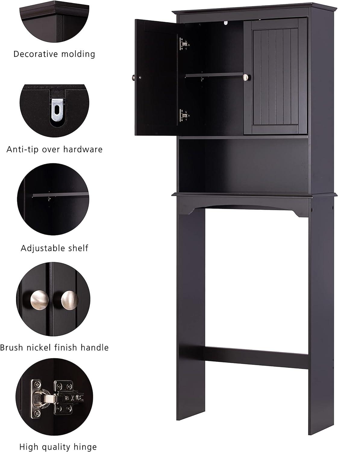 Espresso Over-the-Toilet Storage Cabinet with Adjustable Shelves