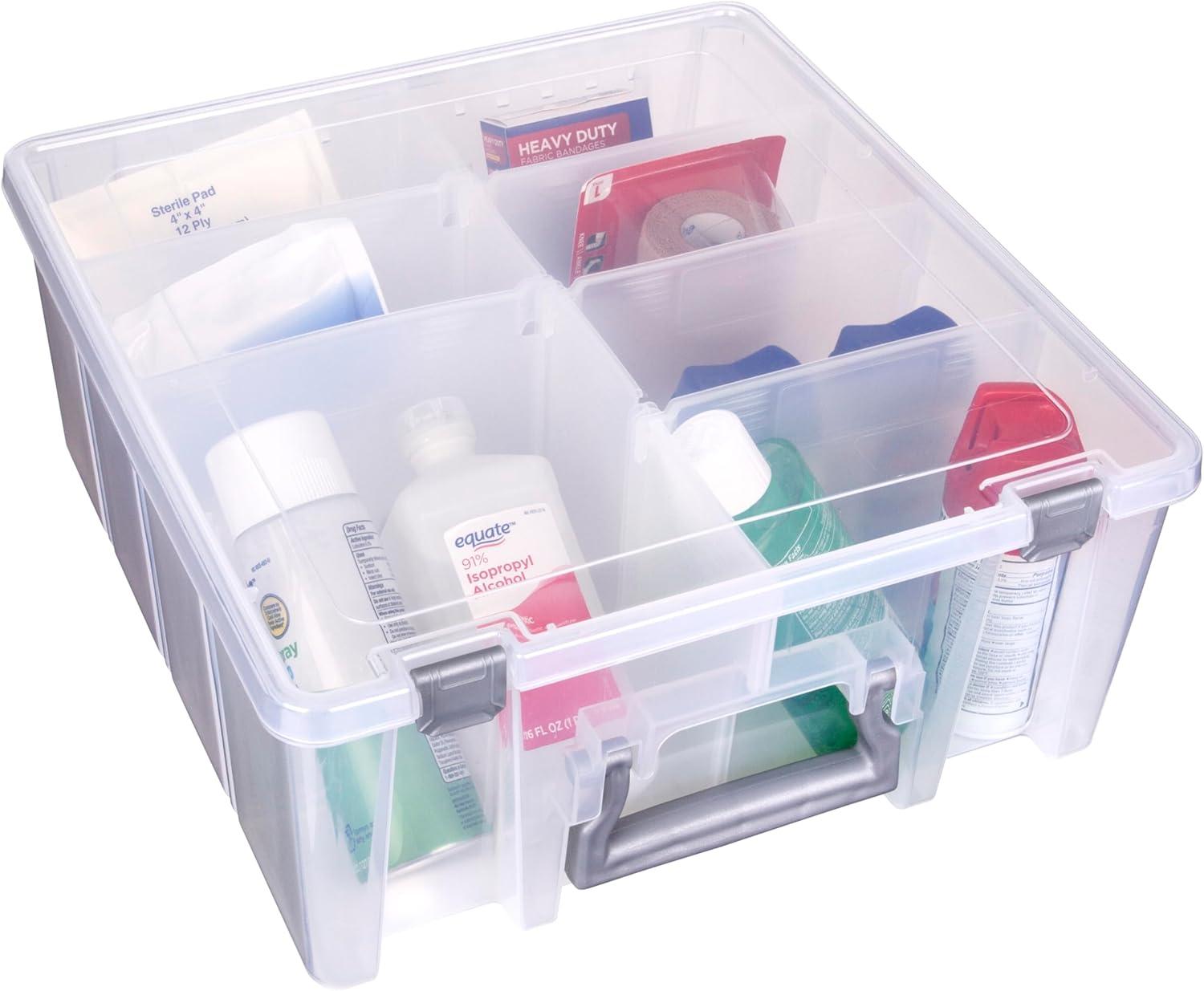 Clear Plastic Stackable Storage Box with Dividers