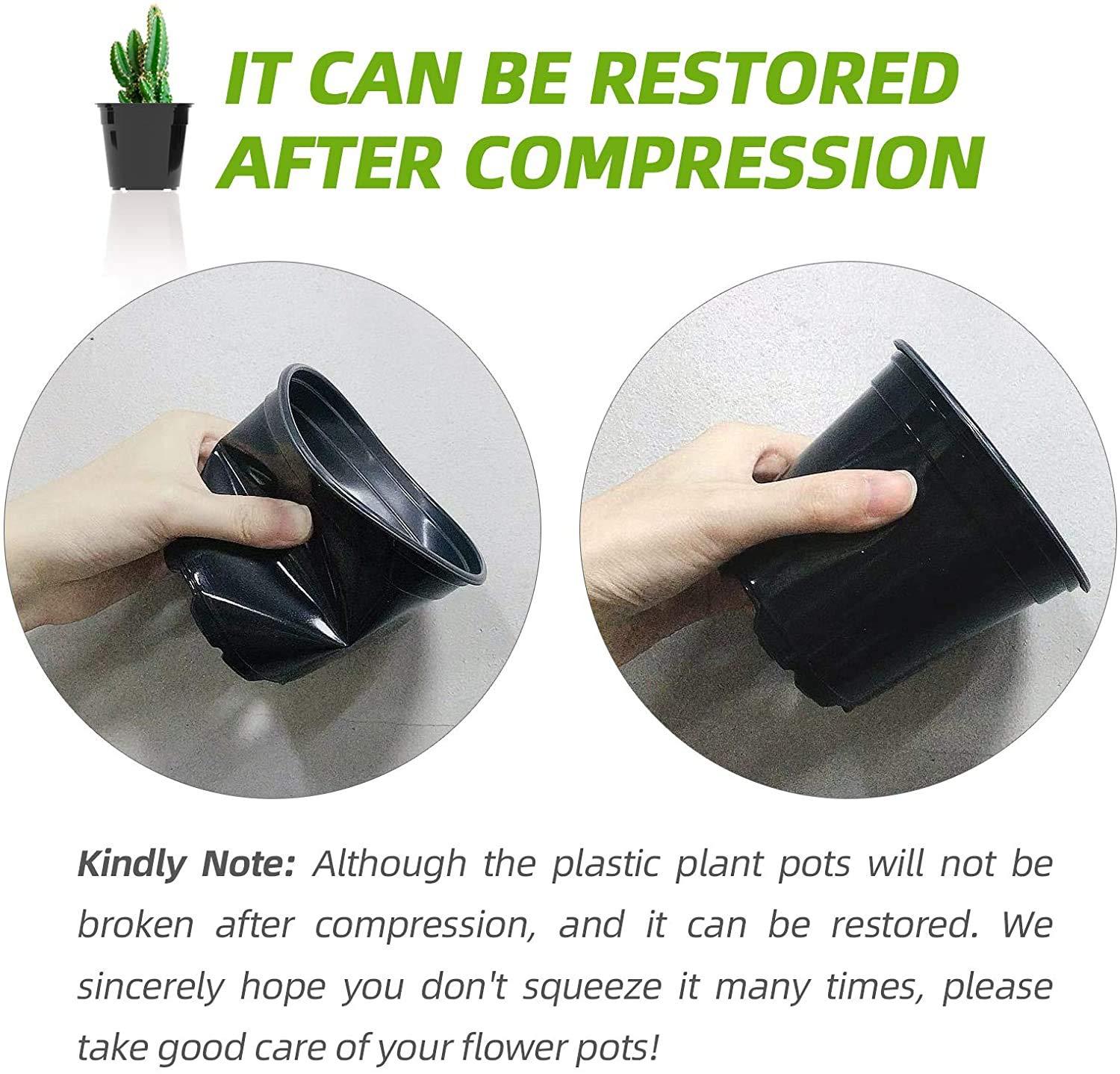 4 5 6 Inch Nursery Pots Variety Pack, 24 Packs Round Flower Pots Decorative Plastic Pots for Plants with Drainage Hole Seed Starting Pots for Seeding, Succulent(4+5+6 Inch, Black)