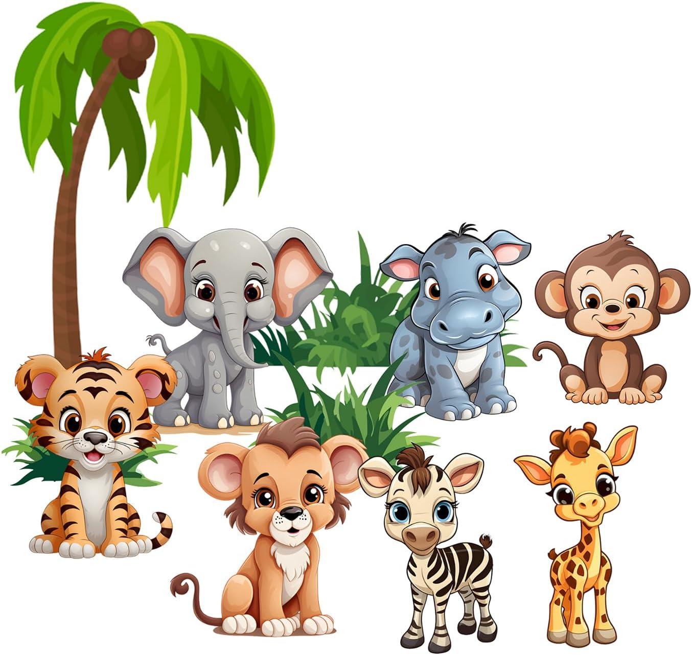 Premium Vinyl Jungle Animal Wall Decals for Nursery & Kids' Room