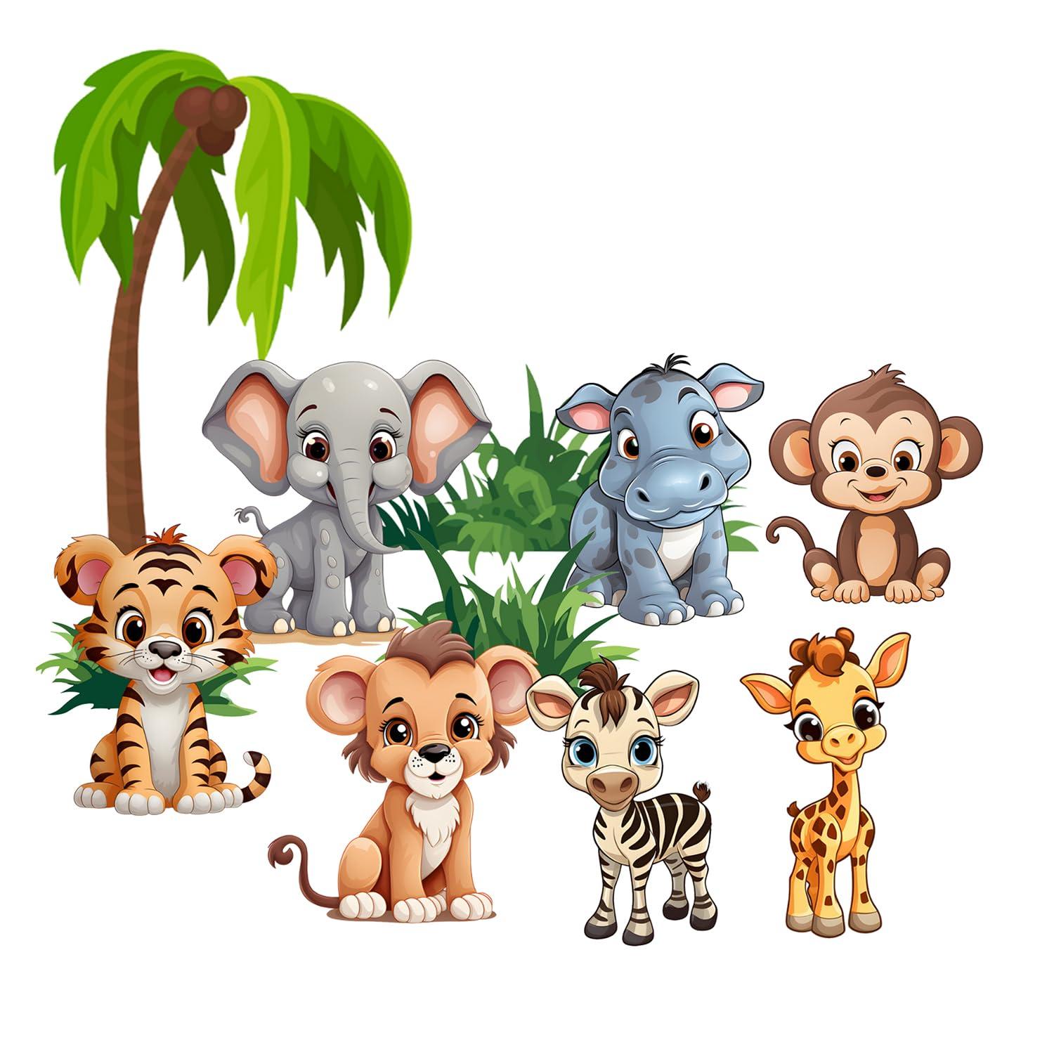 Premium Vinyl Jungle Animal Wall Decals for Nursery & Kids' Room