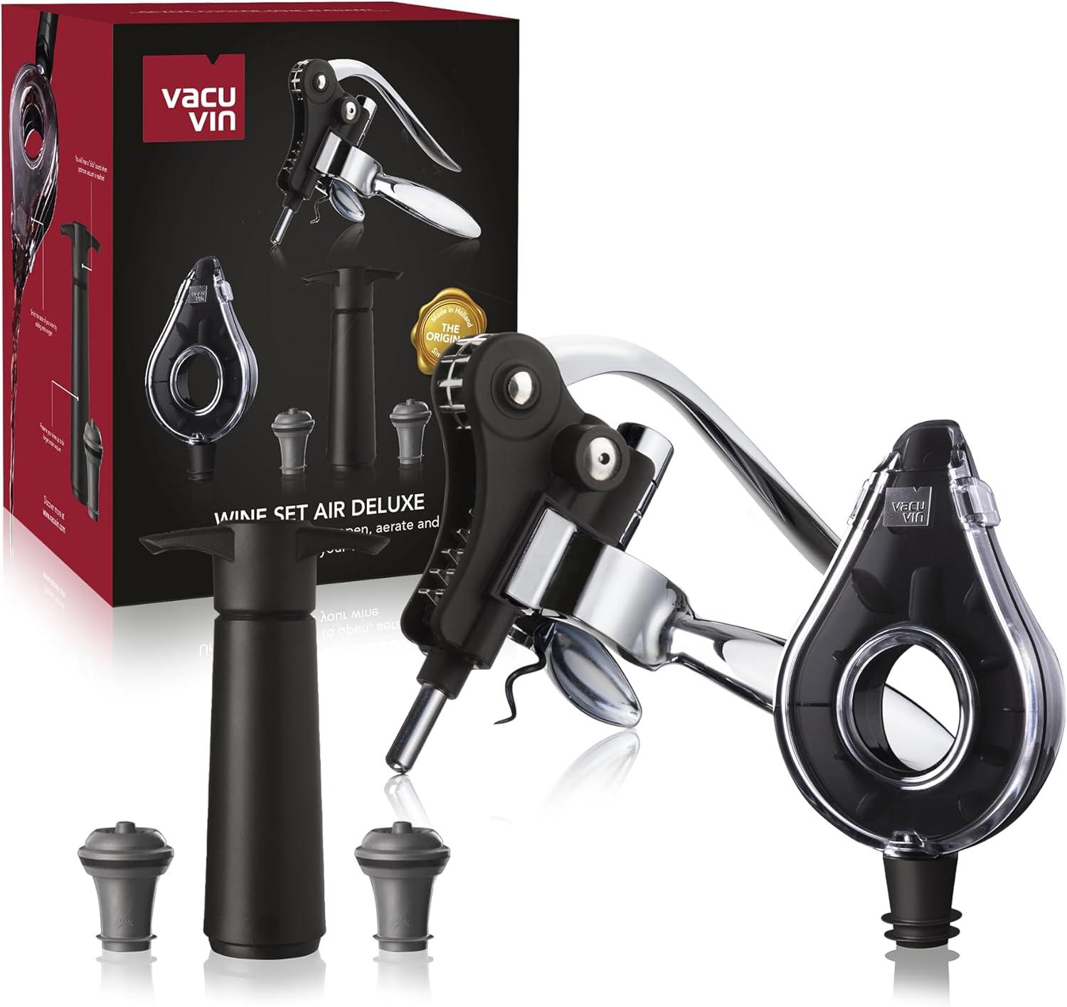 Vacu Vin Set of 5 Air Deluxe Wine Set Black