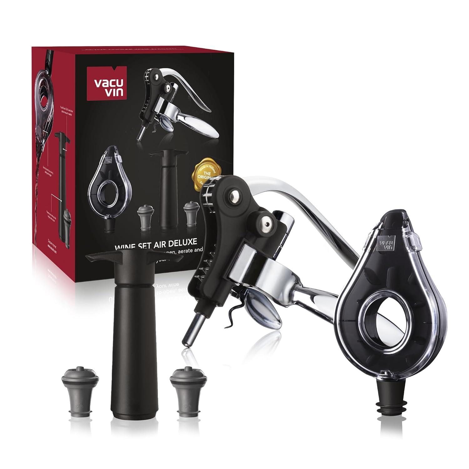 Vacu Vin Set of 5 Air Deluxe Wine Set Black