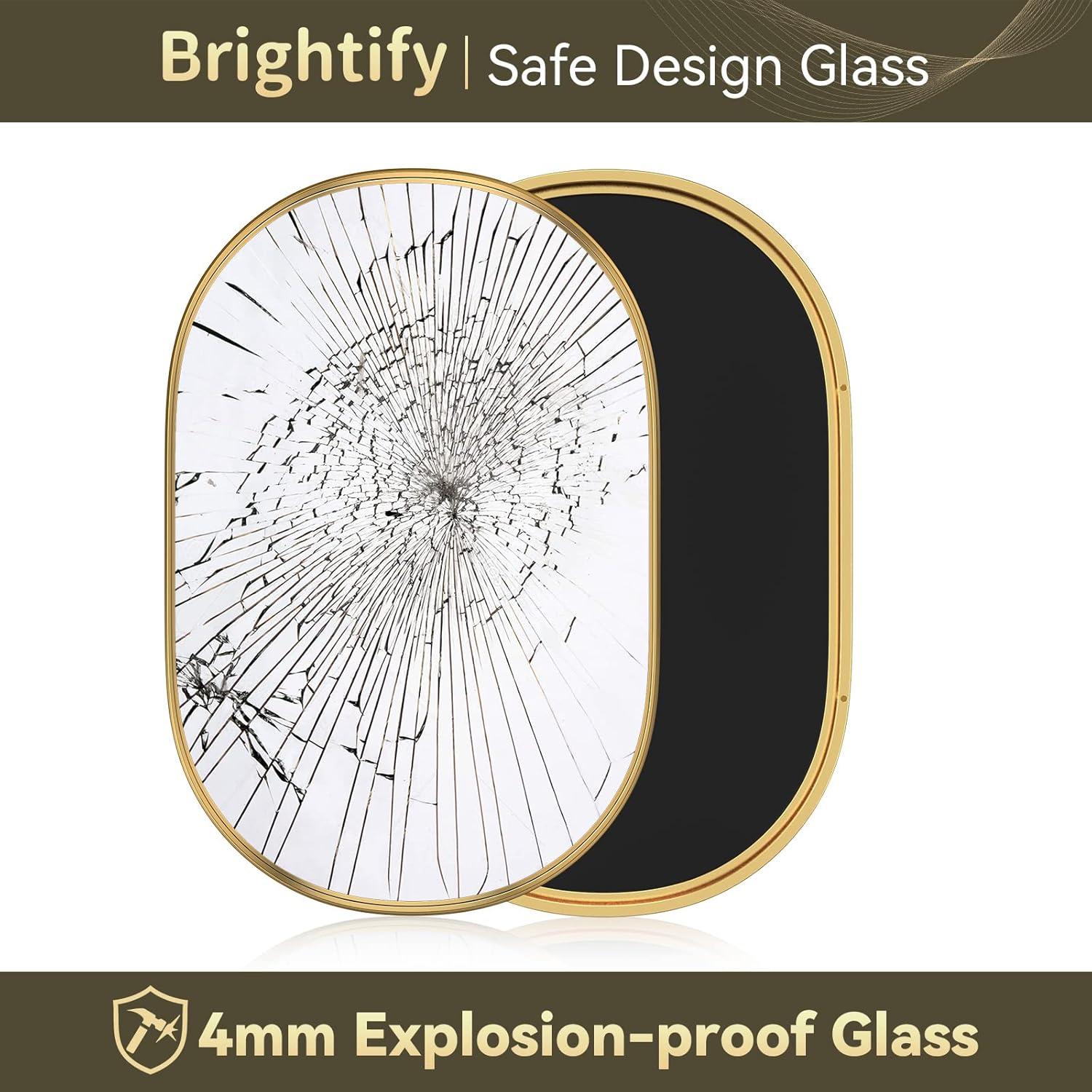 Brightify Gold Oval Mirror for Bathroom 24x36 Inch, Oval Vanity Mirror Gold Metal Frame, Modern Wall Mirror for Bedroom Living Room Farmhouse Fireplace Entryway, Hangs Horizontal or Vertical