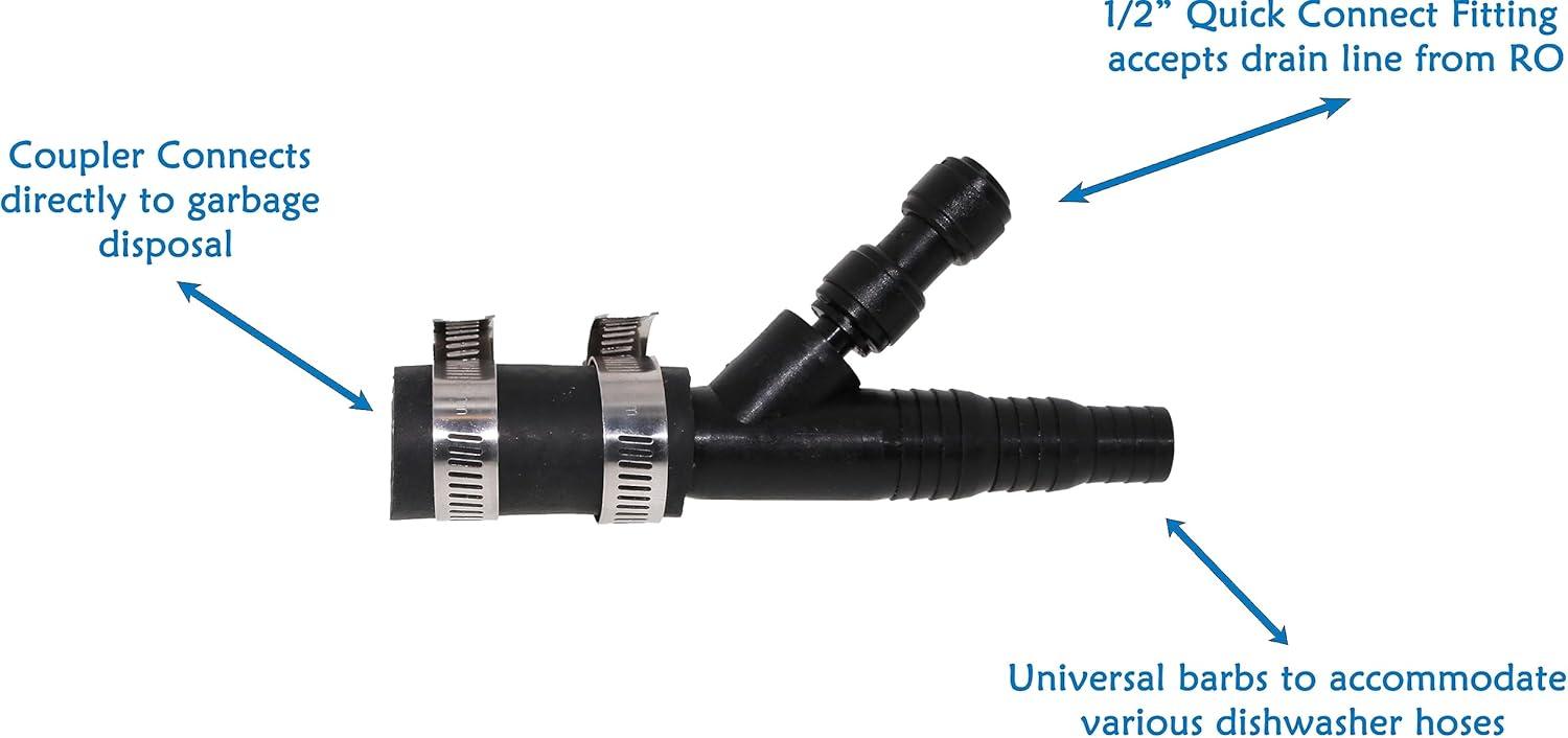 Neo-Pure Universal Garbage Disposal Drain Line Adapter (DLA) With 3/8 - inch Quick Connect Fitting and up to 7/8 - inch fitting for a Dishwasher