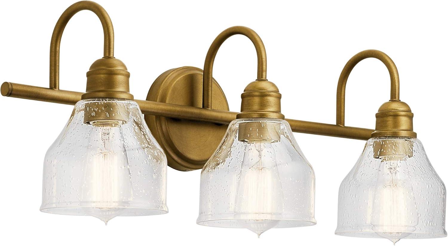 Avery Natural Brass 24" Transitional 3-Light Vanity Fixture