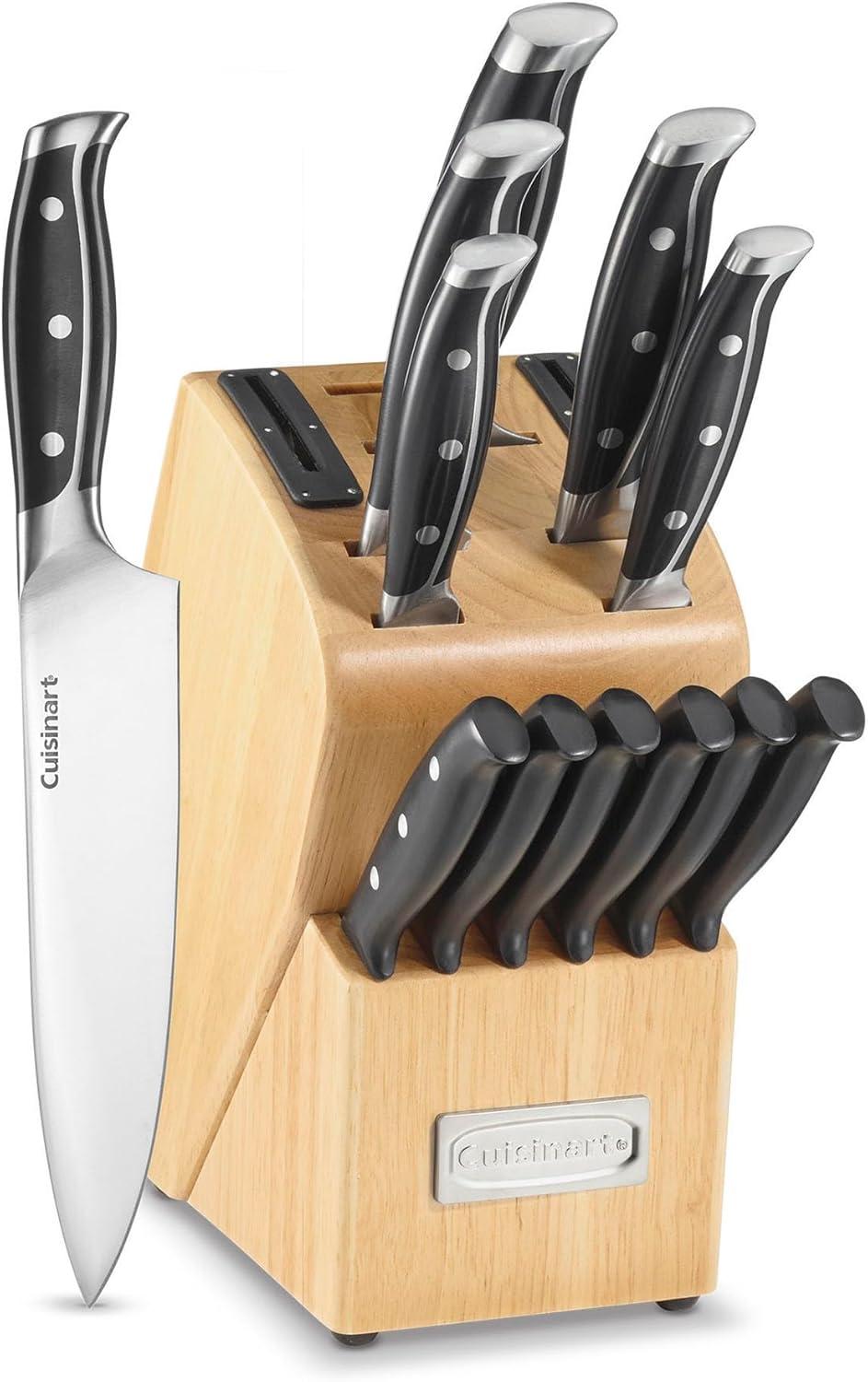 Cuisinart 15-Piece Stainless Steel Knife Block Set with Built-In Sharpener