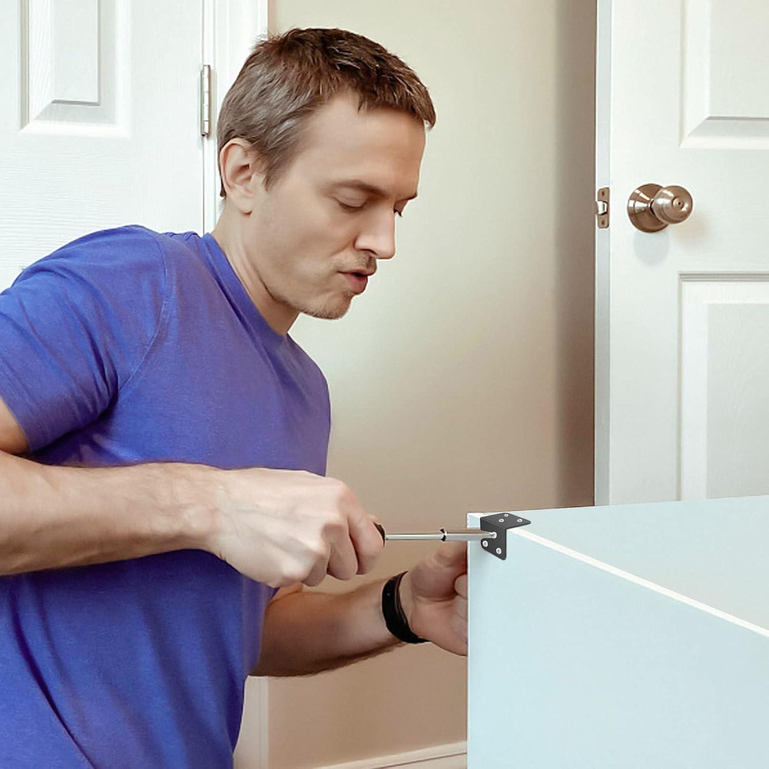 20 Pcs Metal Corner Braces, 1.5in L Brackets for Wood, 90 Degree l Bracket Wide Corner Black Metal Corner Bracket for Wood Furniture Bed Chair