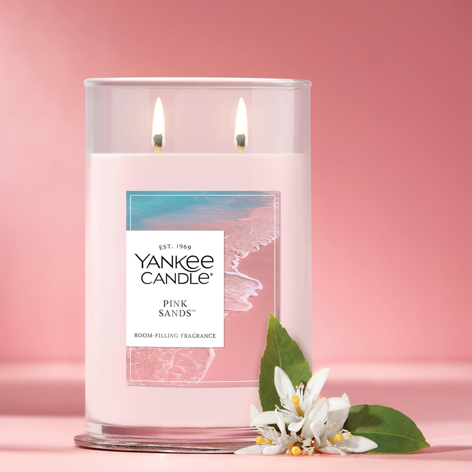 Signature Large Pink Sands Tumbler Candle 20oz - Yankee Candle: Soy Wax Blend, Glass Jar, Dual Wick, 60hr Burn Time