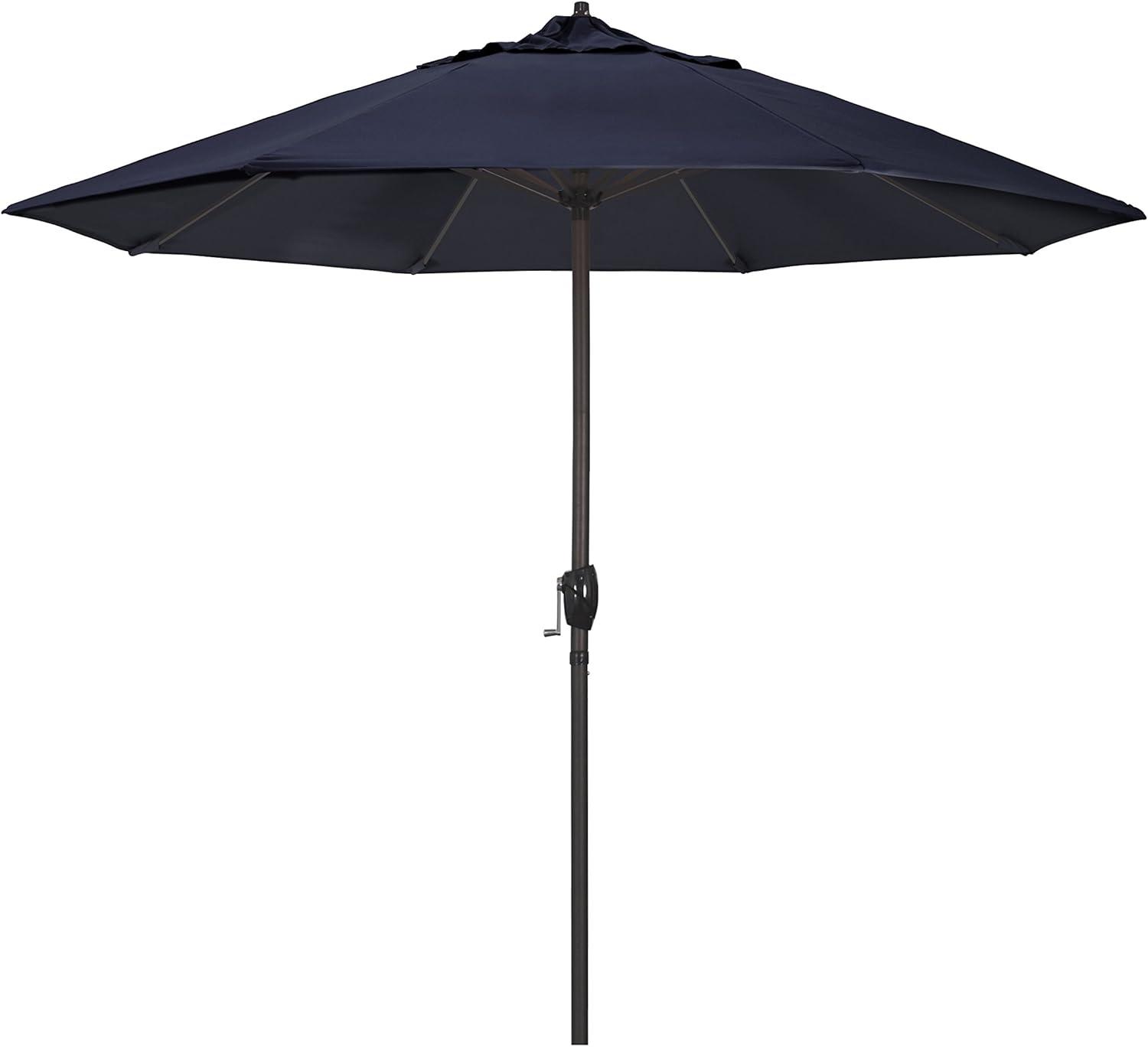 Navy Blue 9 ft Aluminum Market Umbrella with Bronze Pole