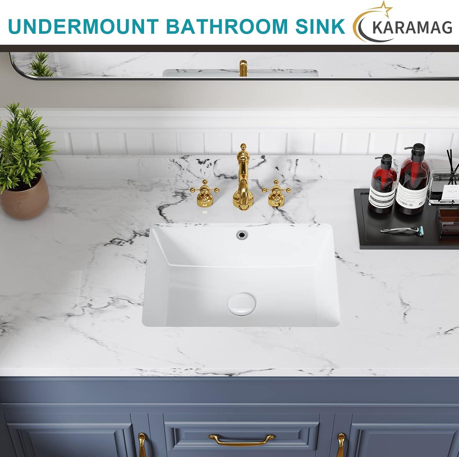 18.5" White Ceramic Rectangular Undermount Bathroom Sink