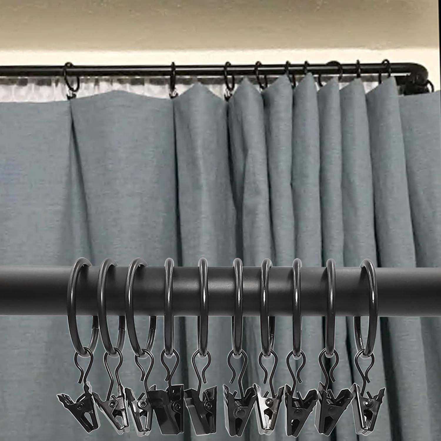 Clearance! Uscallm 40 Pack Metal Curtain Rings With Clips, Hat Clothes Clips, Drapery Clips With Rings, Drapes Rings 1.26in Interior Diameter Calf Stretch Box Unclaimed Pallets