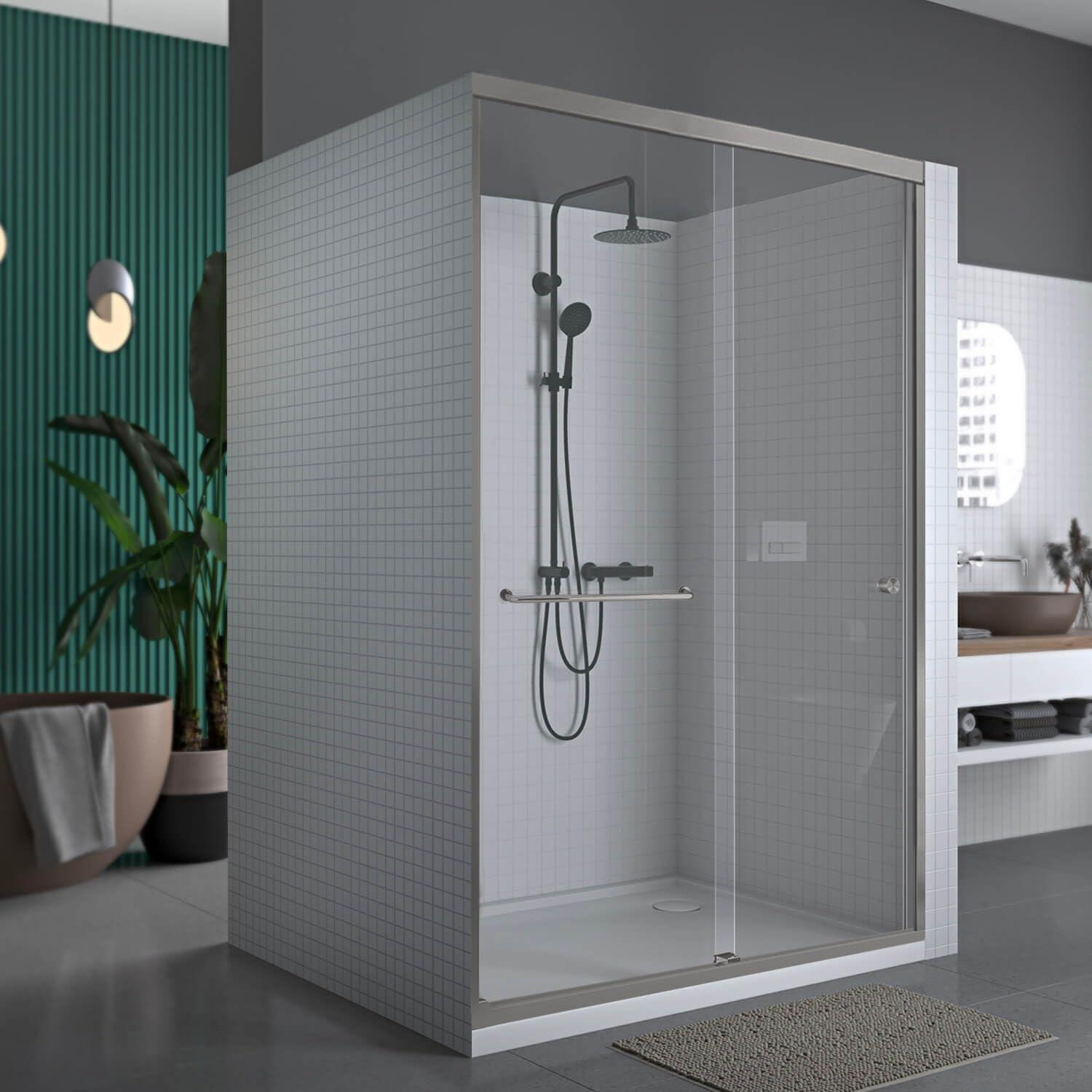 44" - 48" W 70" H Double Sliding Semi-Frameless Shower Door