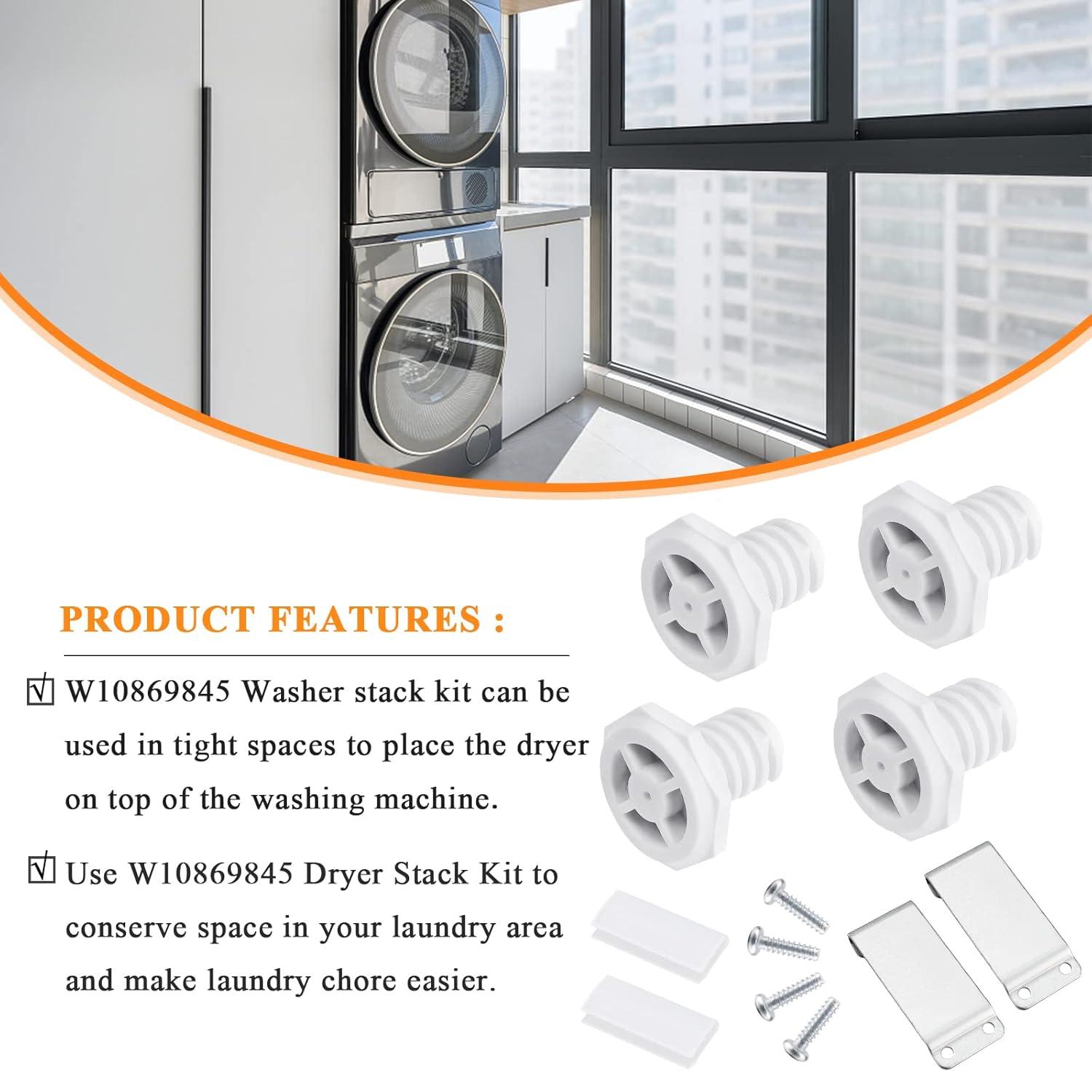 W10869845 Dryer Stacking Kit for Whirlpool & Maytag dryers & Long Vent Dryers, Replaces AP6047938, W10298318RP, W10761316, W10298318, PS3407625