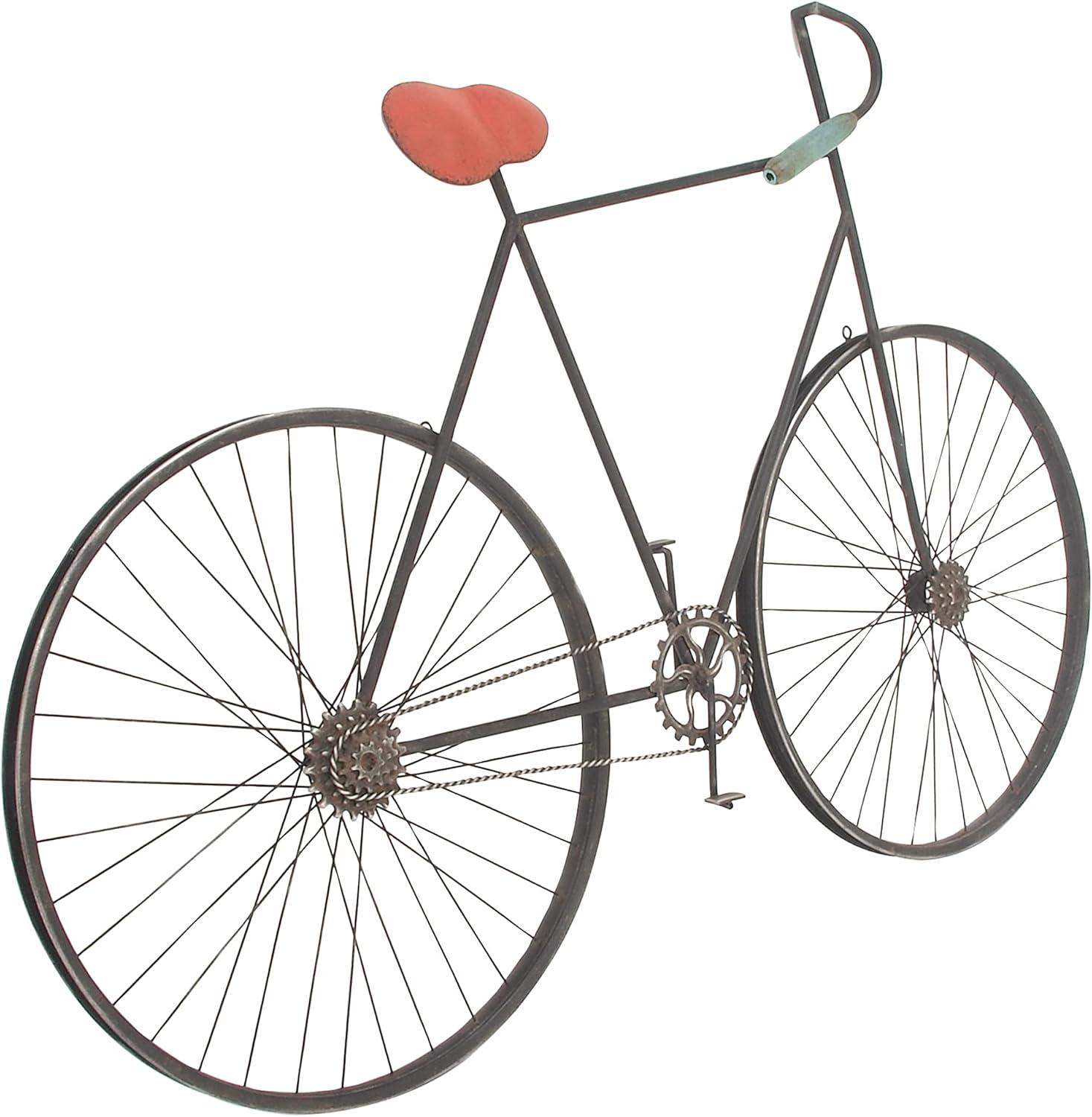 Deco 79 Metal Bike Wall Decor with Seat and Handles, 56" x 3" x 37", Black