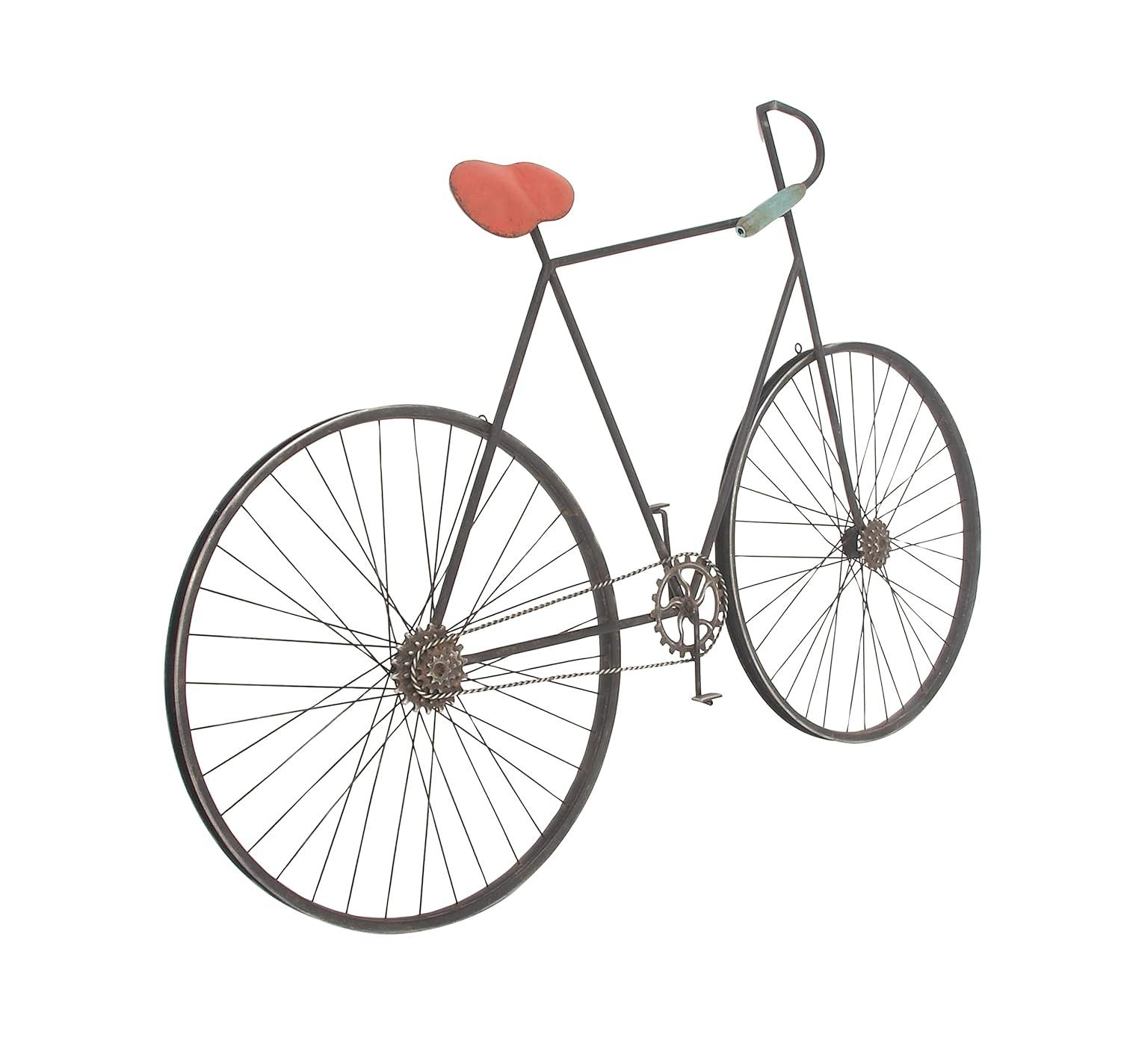 Deco 79 Metal Bike Wall Decor with Seat and Handles, 56" x 3" x 37", Black
