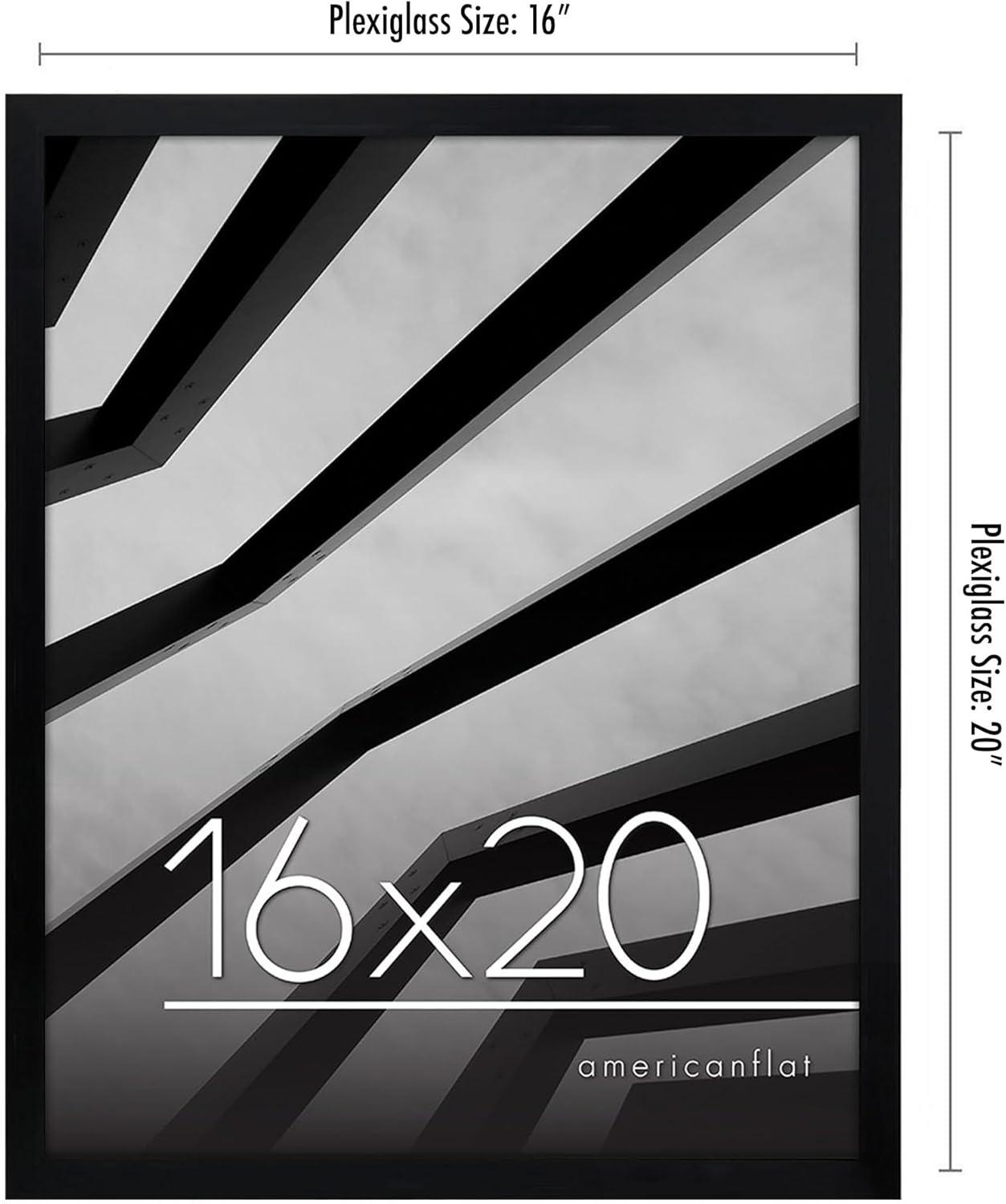 Americanflat 16x20 Poster Frame with Polished Plexiglass - Streamline Collection - Thin Border Picture Frame for Wall Display - Black