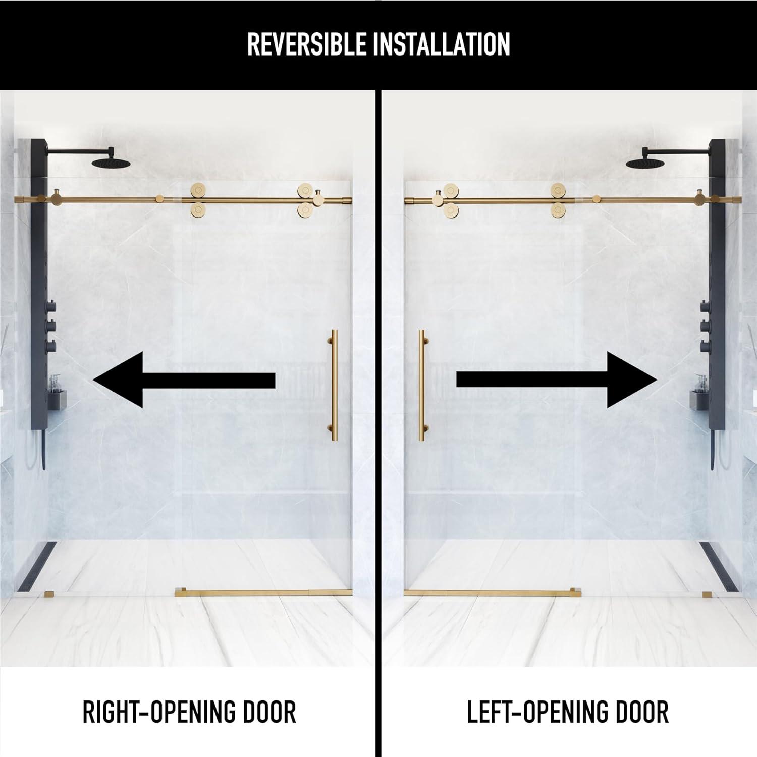 Elan 56-60" W x 74" H Sliding Frameless Shower Door with 3/8" Clear Glass