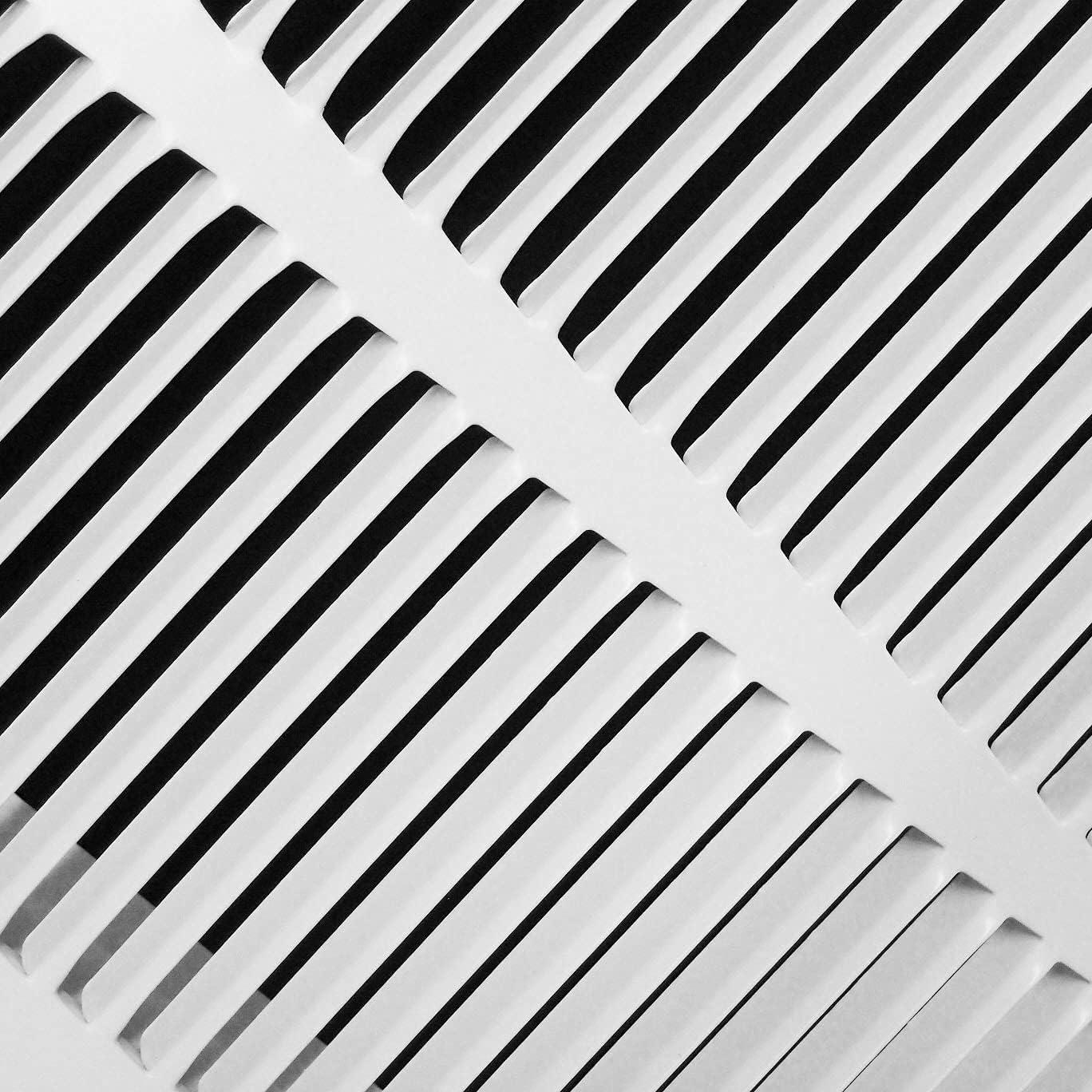 14x14 White Steel Return Air Filter Grille with Fixed Hinges