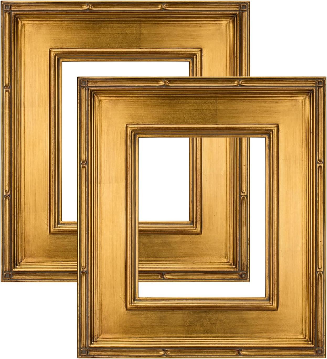 Creative Mark Museum Collection Gold Plein Aire Frames - 5x7" Museum Quality Plein Aire Frames for Photos, Artwork, Paintings, & More! - 2 Pack