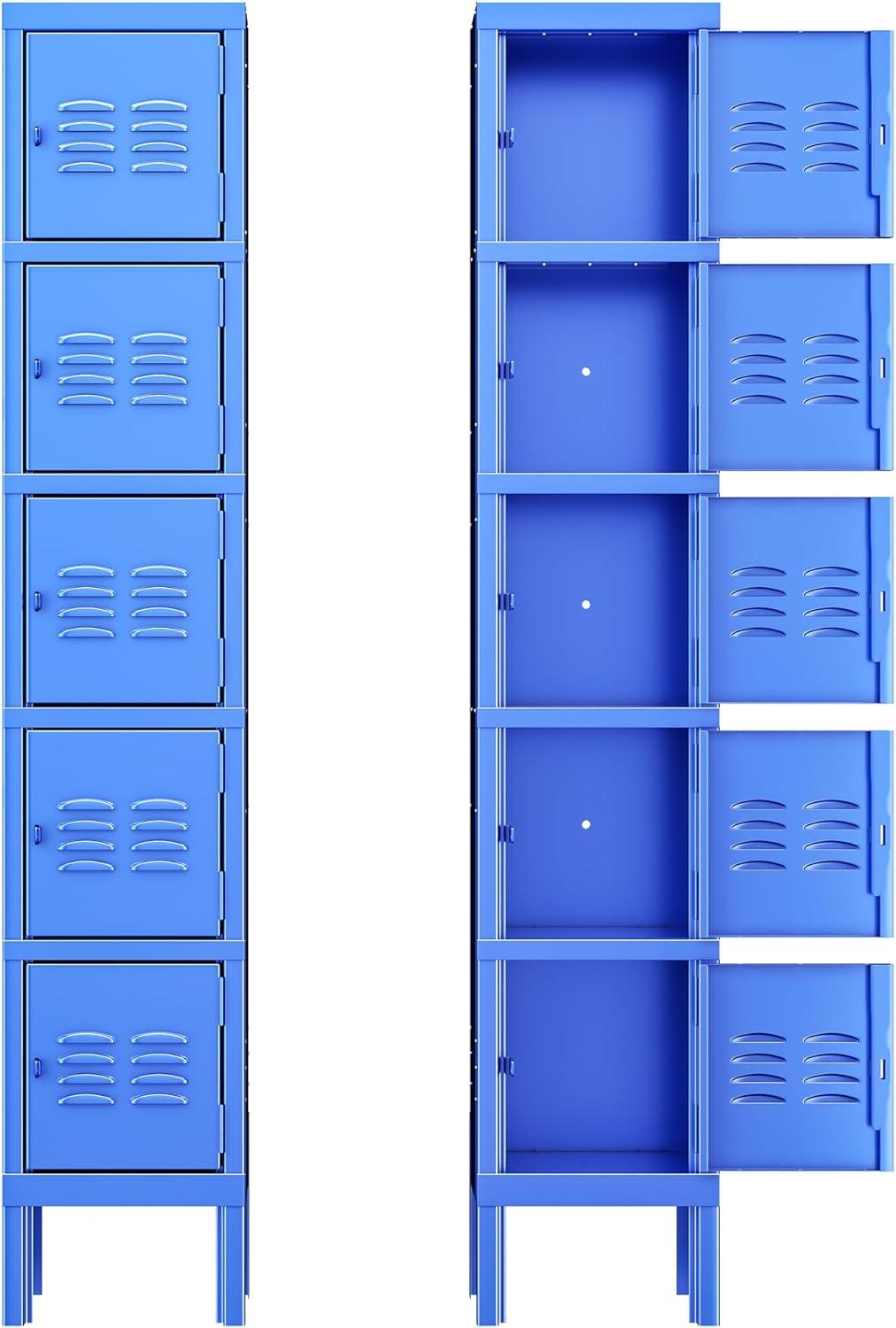 INTERGREAT Metal Locker for School Office Gym Metal Storage Locker Cabinet for Employees Students Steel Locker Triple Tier with 3 Door Blue