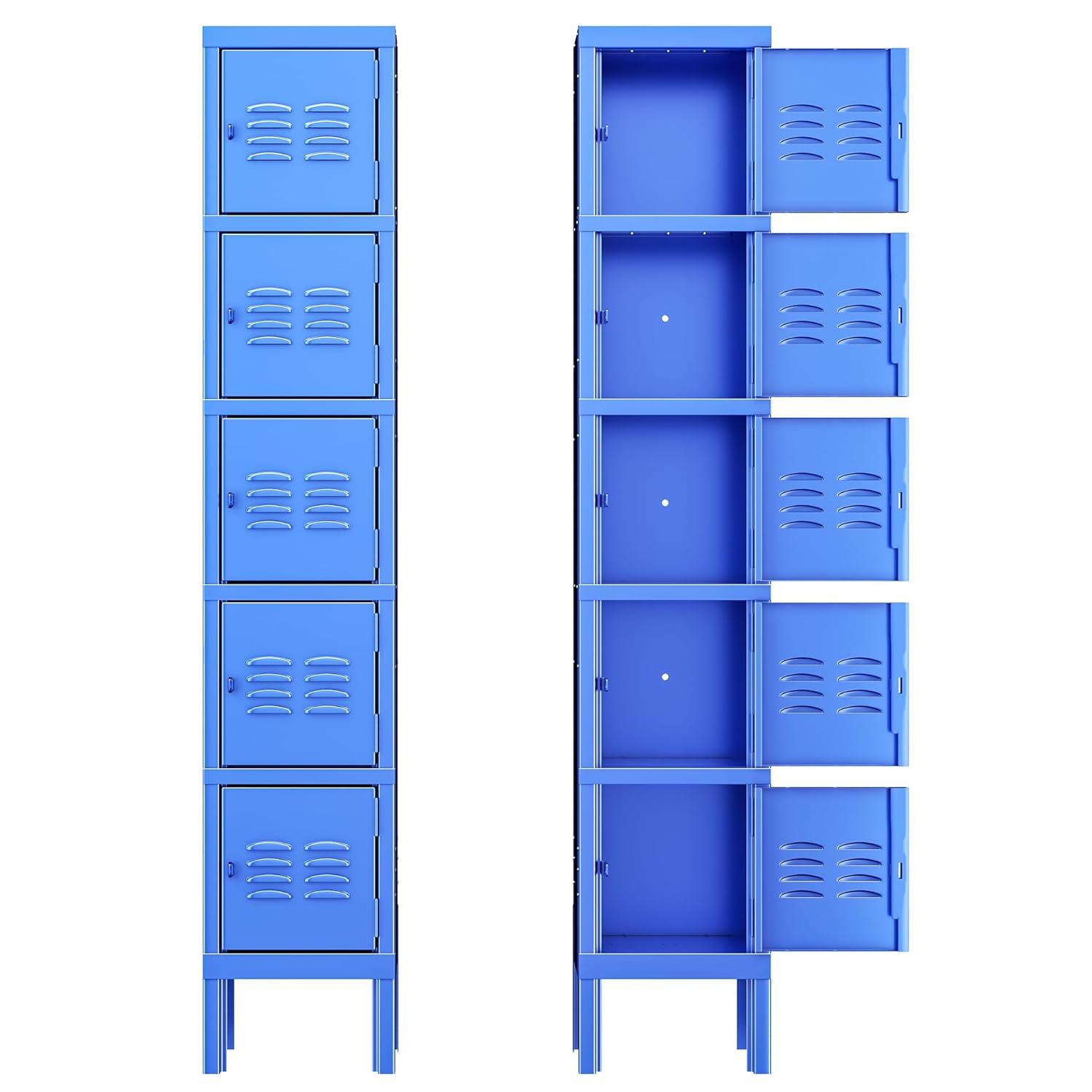 INTERGREAT Metal Locker for School Office Gym Metal Storage Locker Cabinet for Employees Students Steel Locker Triple Tier with 3 Door Blue