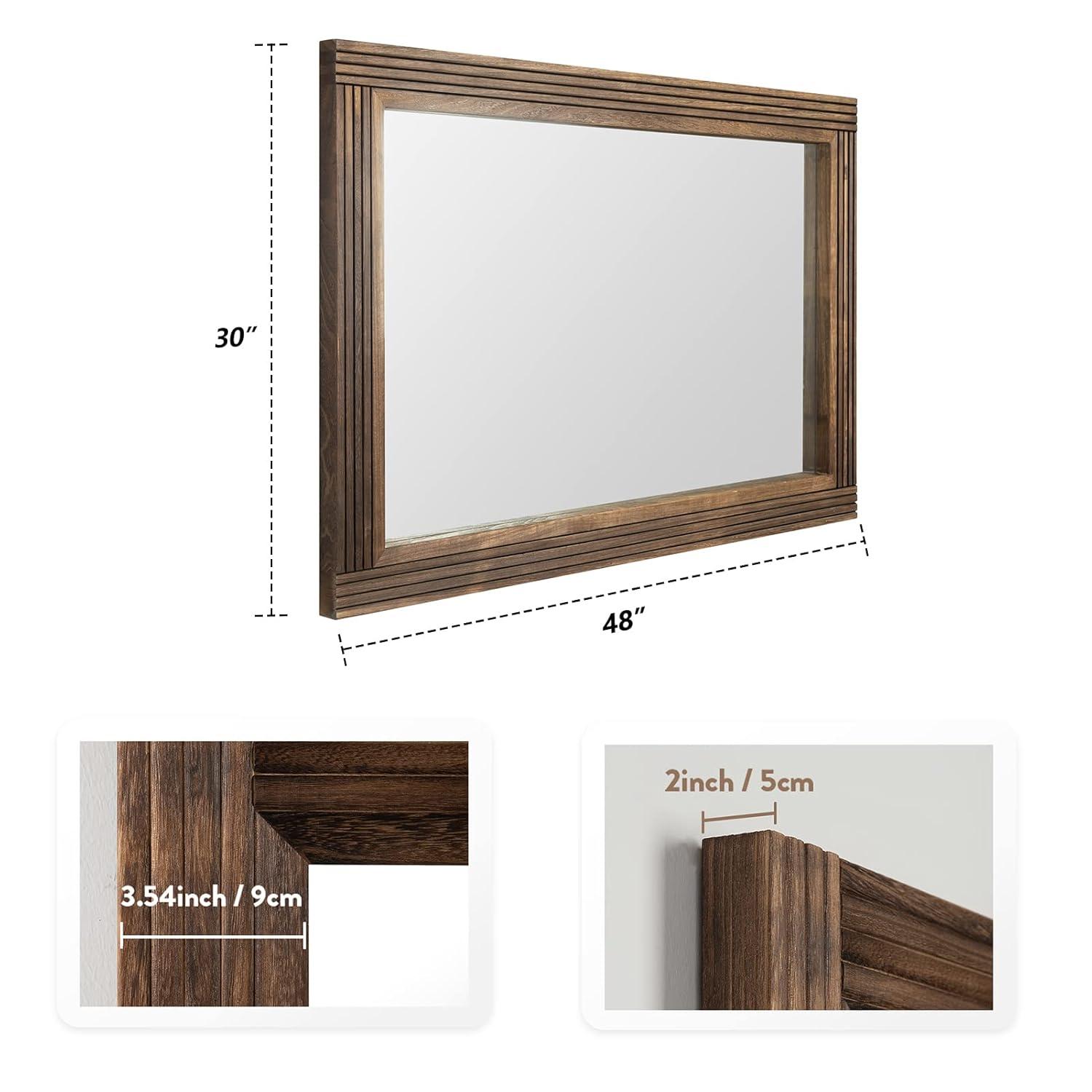 Rustic Natural Wood and Iron Rectangular Wall Mirror