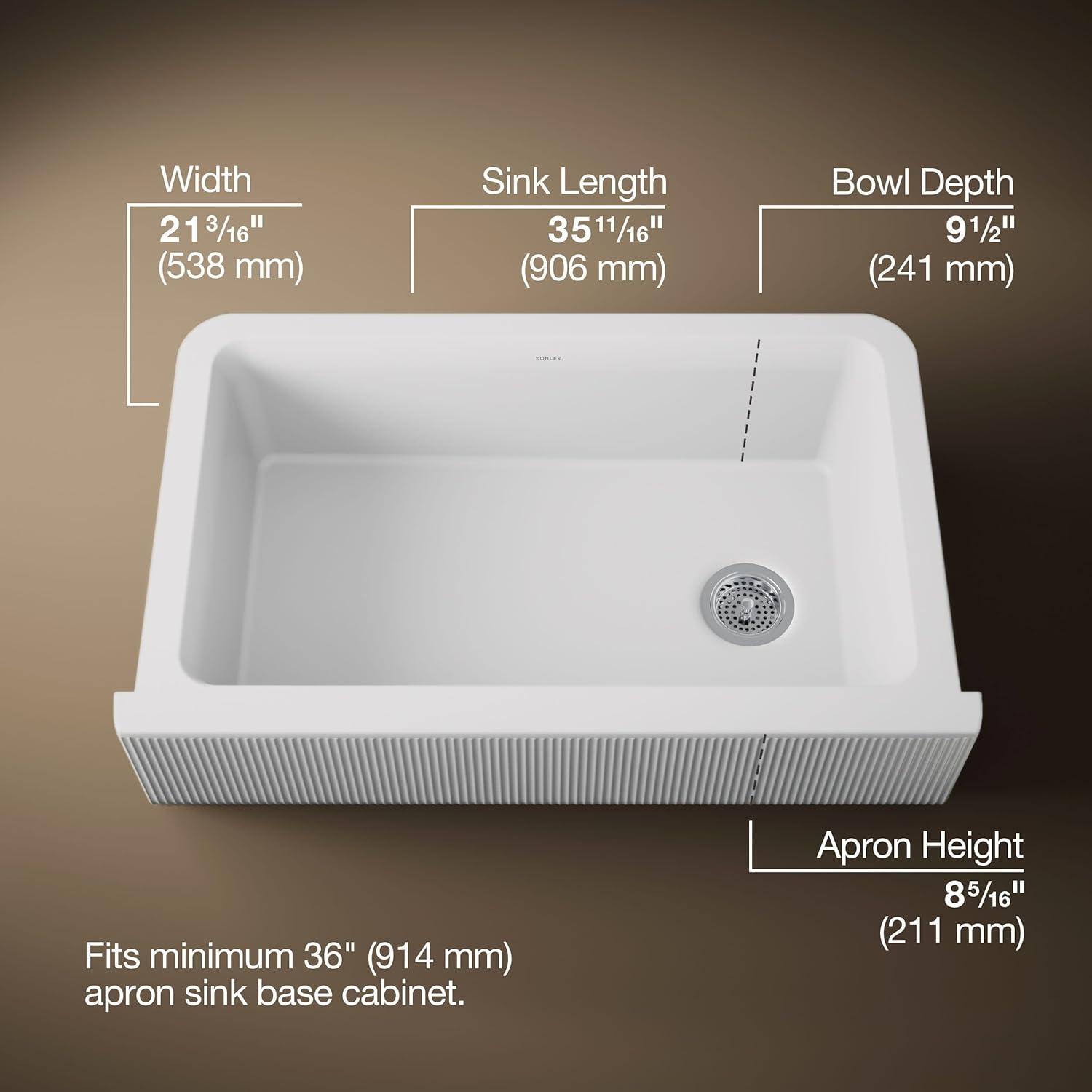 Cairn Undermount Single-Bowl Farmhouse Kitchen Sink with Fluted Design