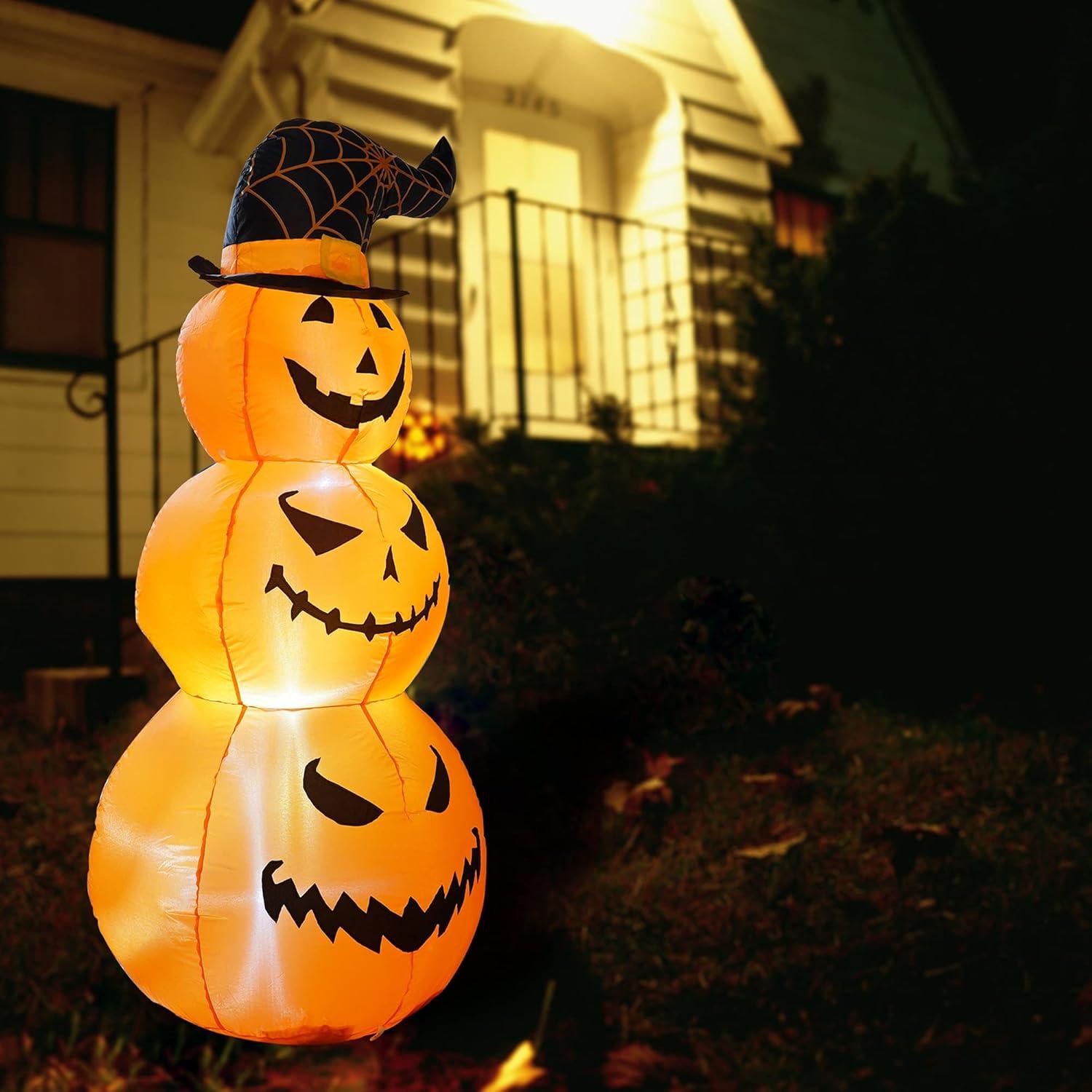 5 FT Halloween Inflatable Stacked Pumpkins with LED Lights