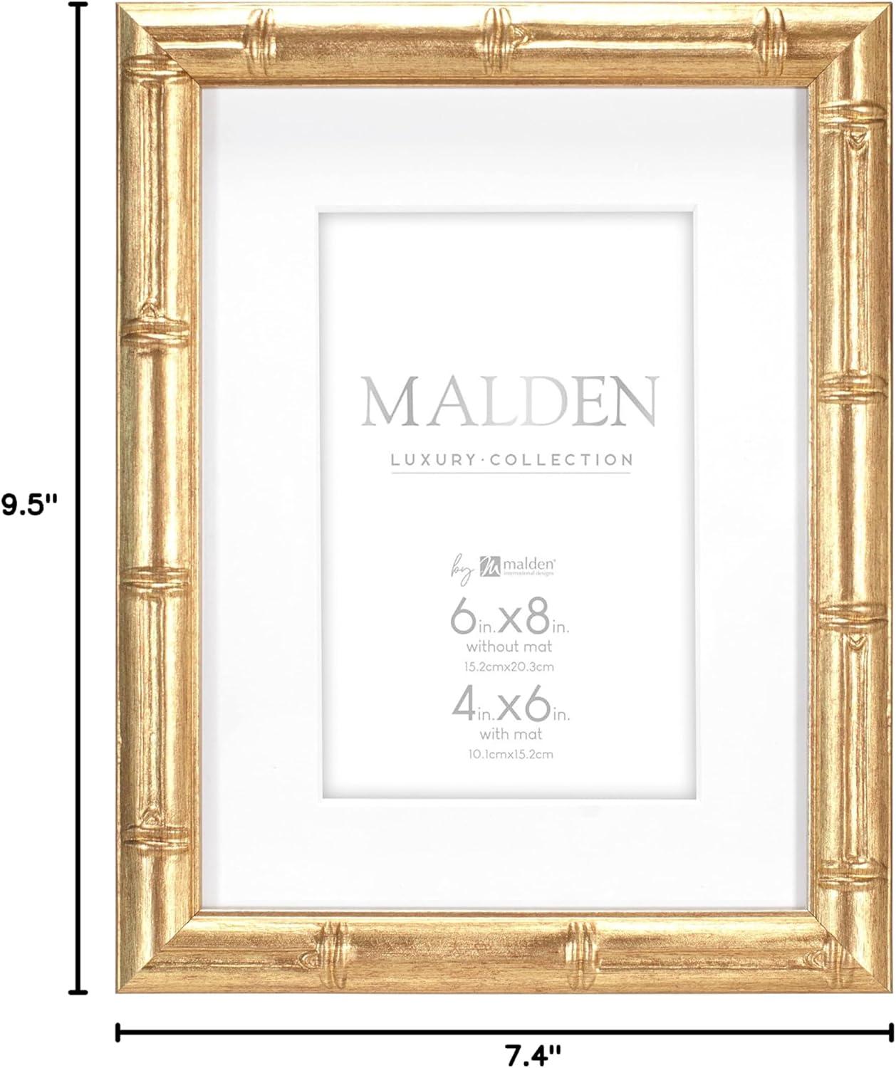 Gold Bamboo 4x6 Matted Picture Frame with Glass Cover