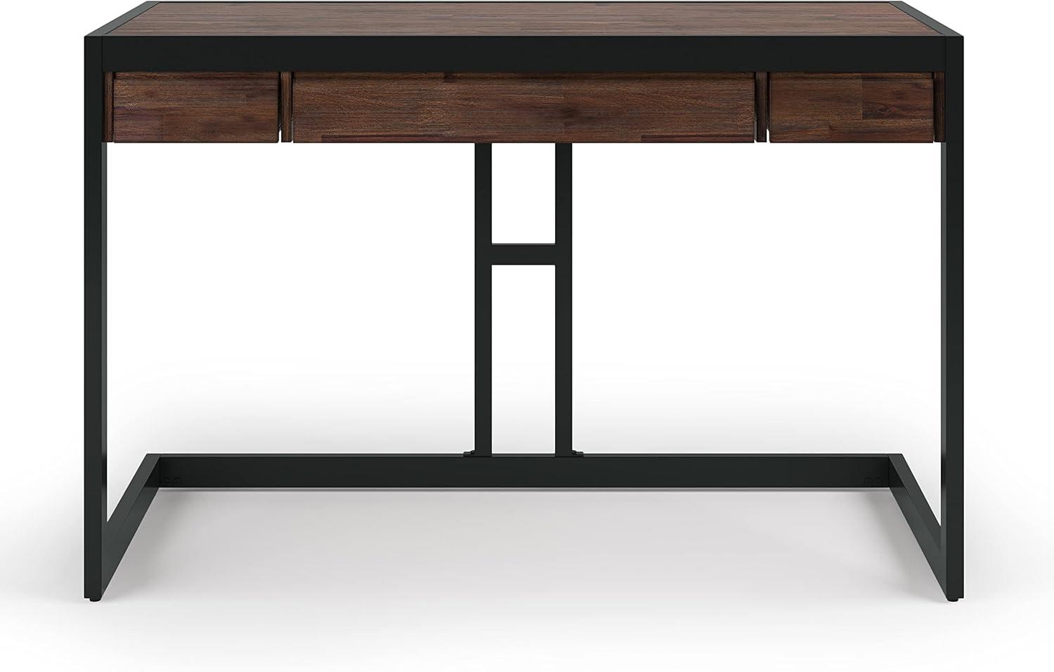 Erina SOLID ACACIA WOOD Modern 48" Wd. Small Desk in Distressed Charcoal Brown