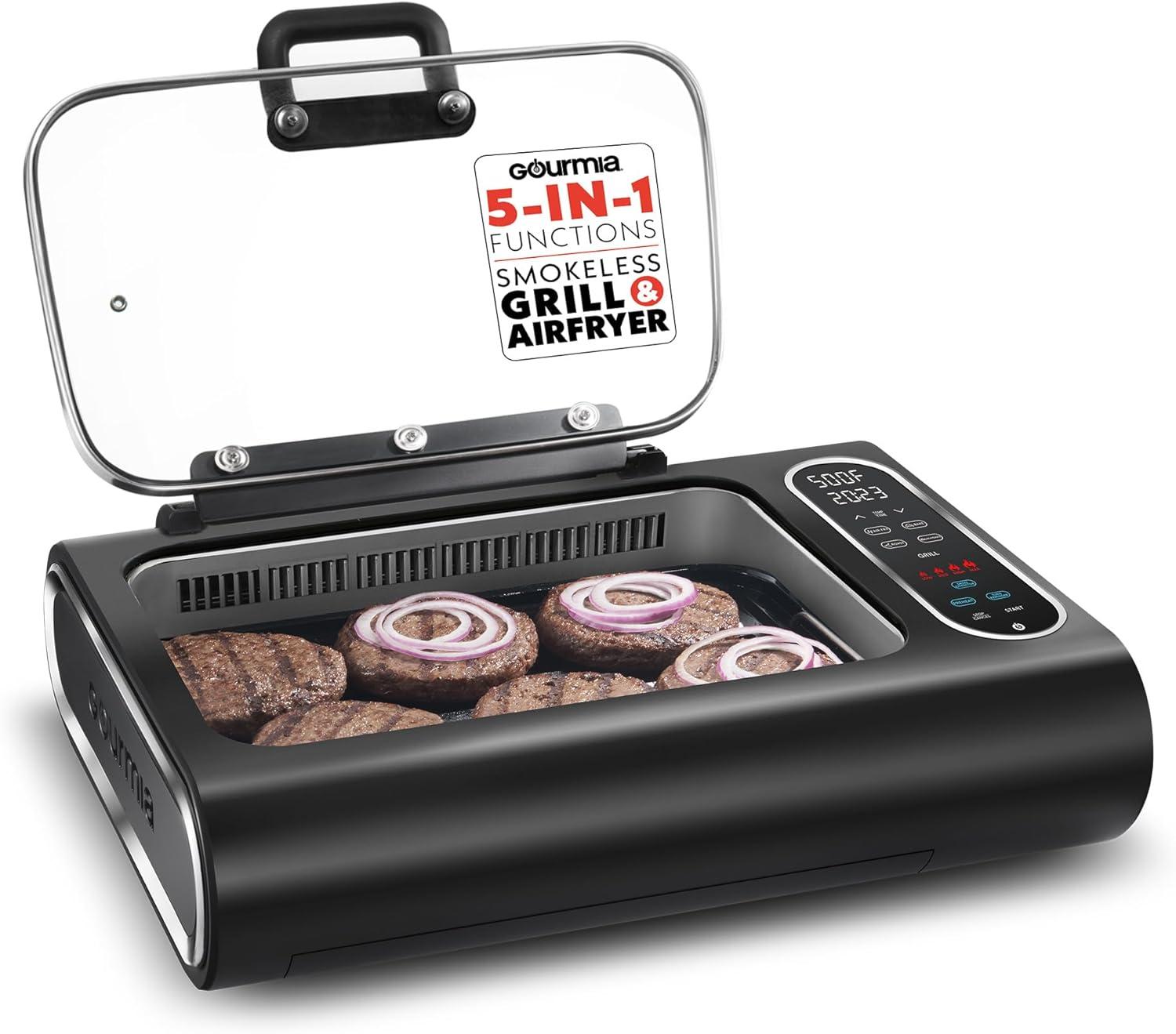 Gourmia Gourmia 6?Qt Smokeless Indoor Grill & Air Fryer FoodStation with Smoke Extracting Technology