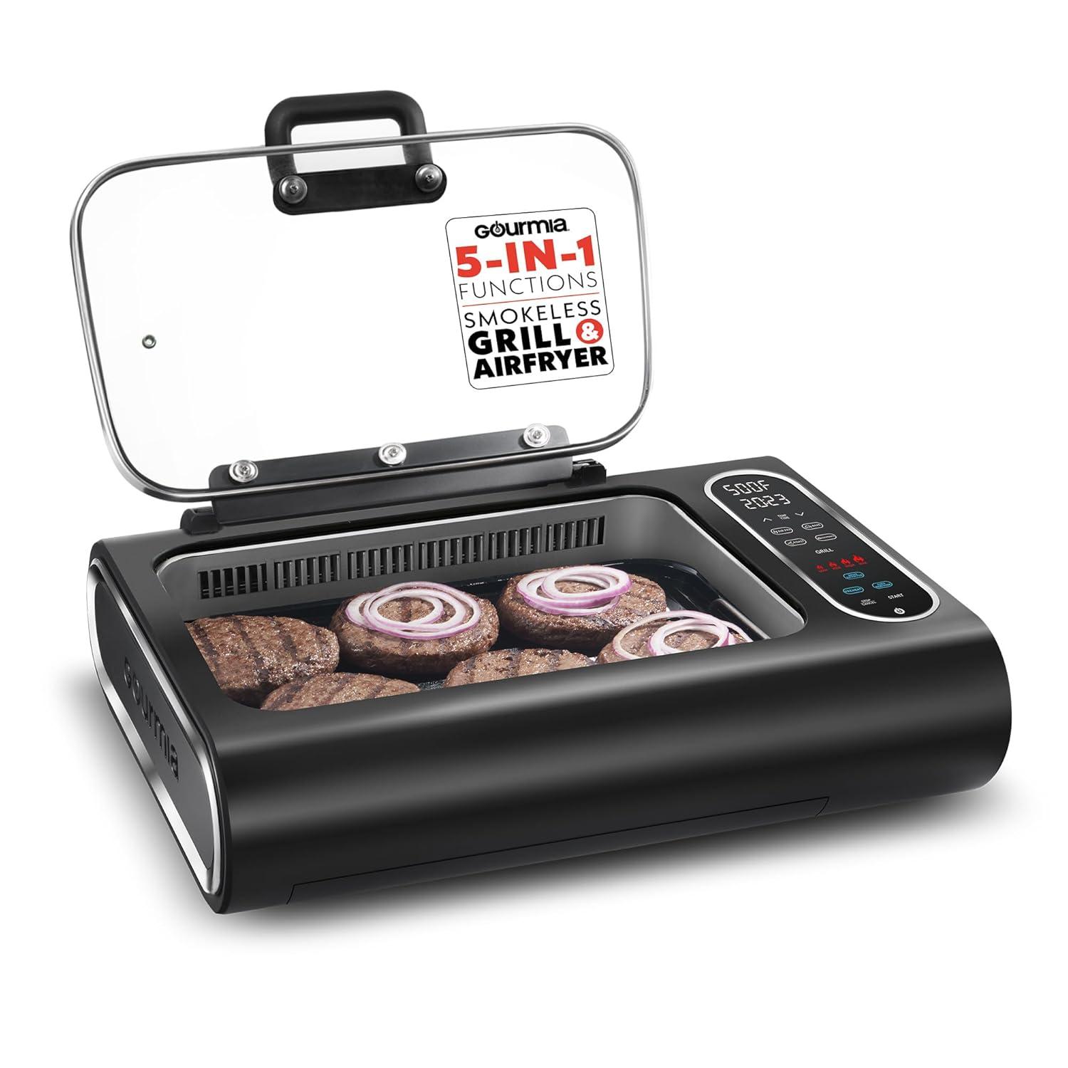 Gourmia Gourmia 6?Qt Smokeless Indoor Grill & Air Fryer FoodStation with Smoke Extracting Technology