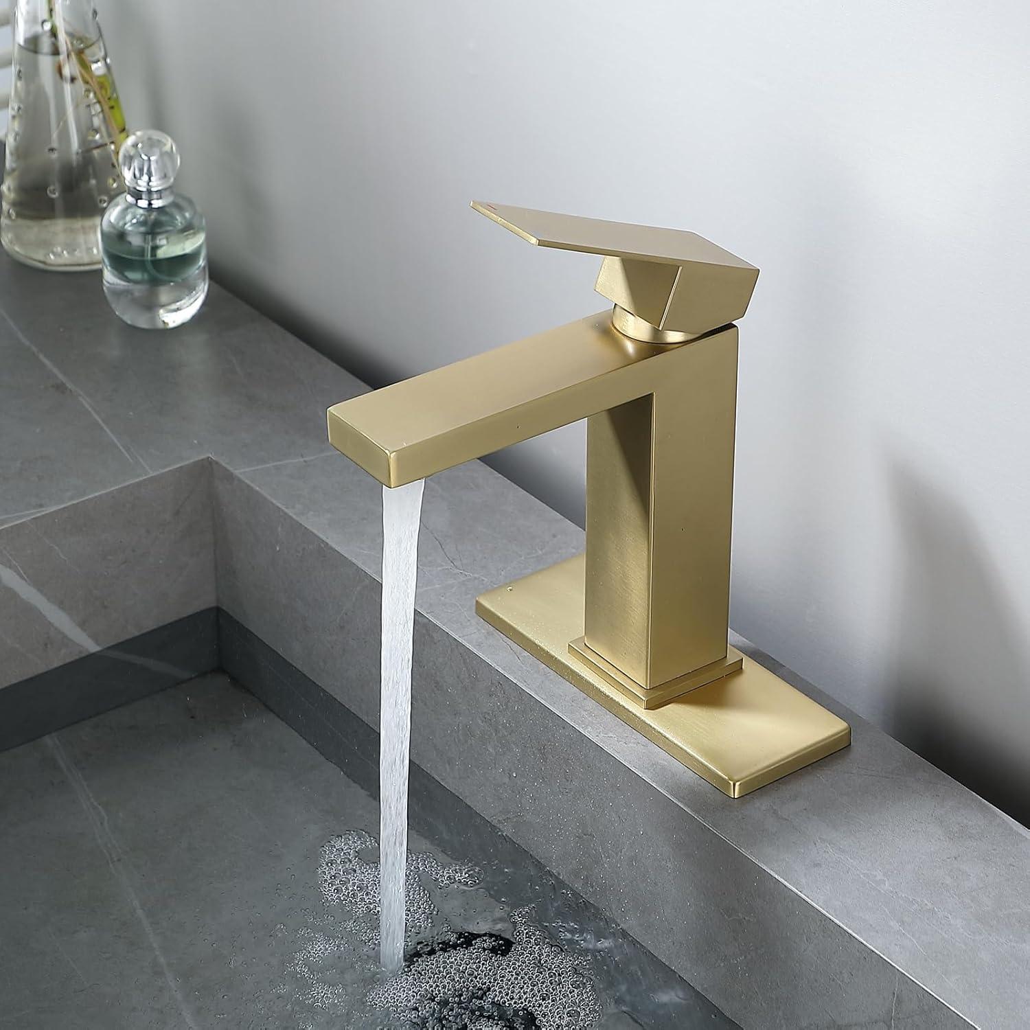 Matte Black Single Handle Bathroom Sink Faucet, Stainless Steel Bathroom Faucet with cUPC Certified Water Supply Hoses, Commercial Vanity Faucet Modern Single Hole RV Bathroom Faucets