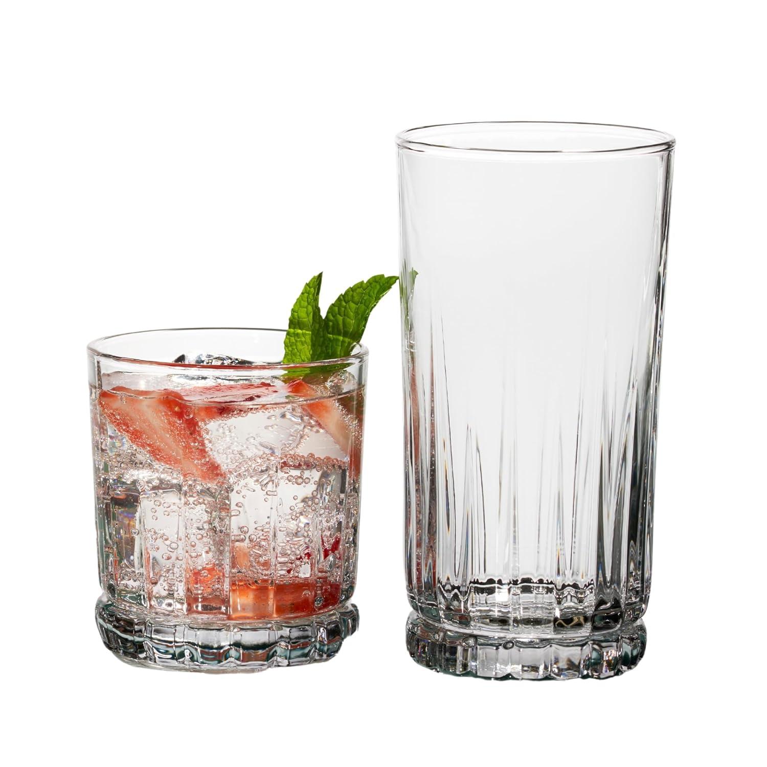BETOFUL Drinking Glasses Set, 16 Piece Set