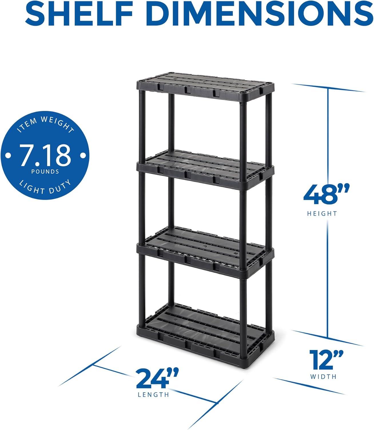 Versatile 24'' Black Plastic 4-Shelf Storage Organizer