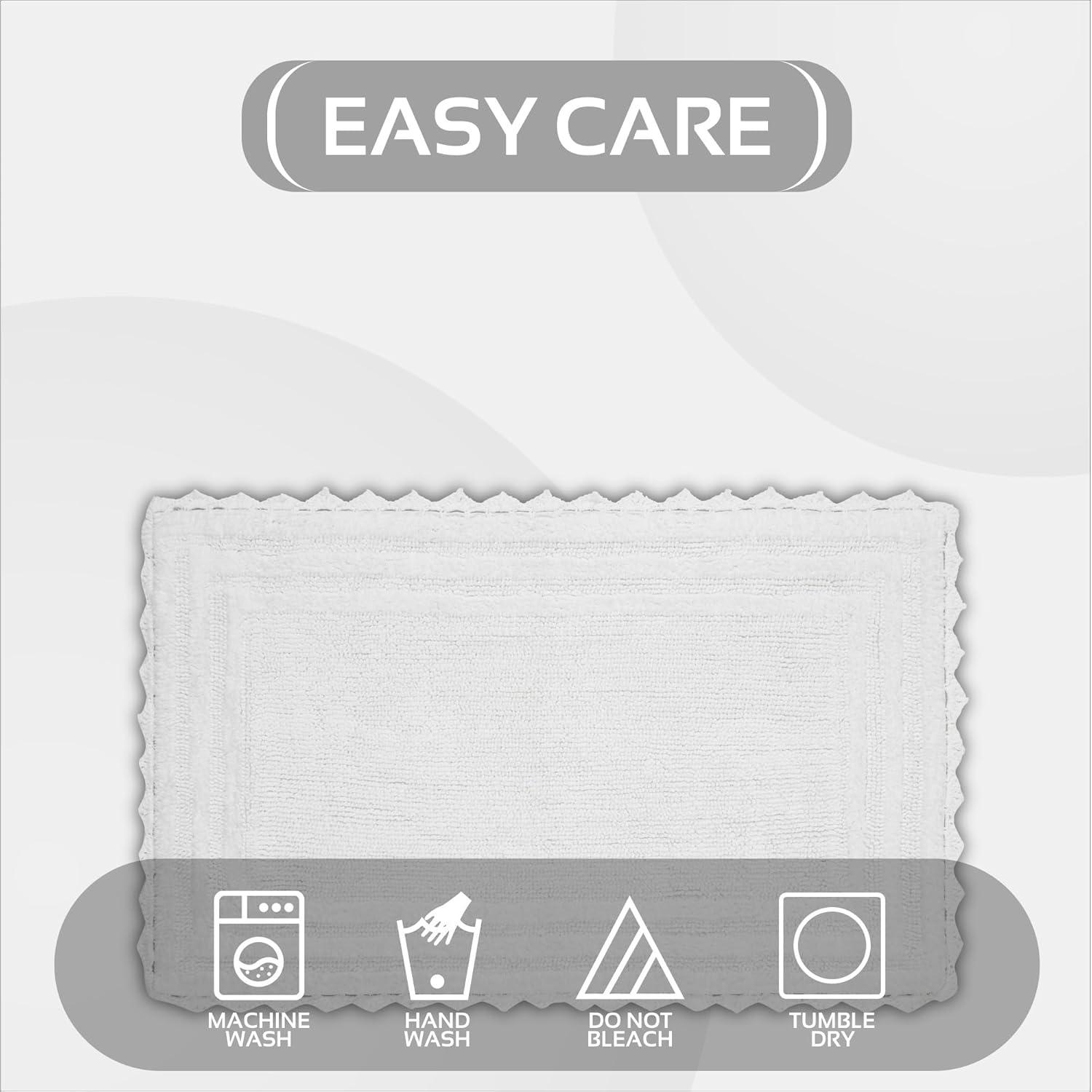 Better Trends Lilly Crochet 100% Cotton Tufted Reversible Bath Rug 21" x 34" Rectangle - White