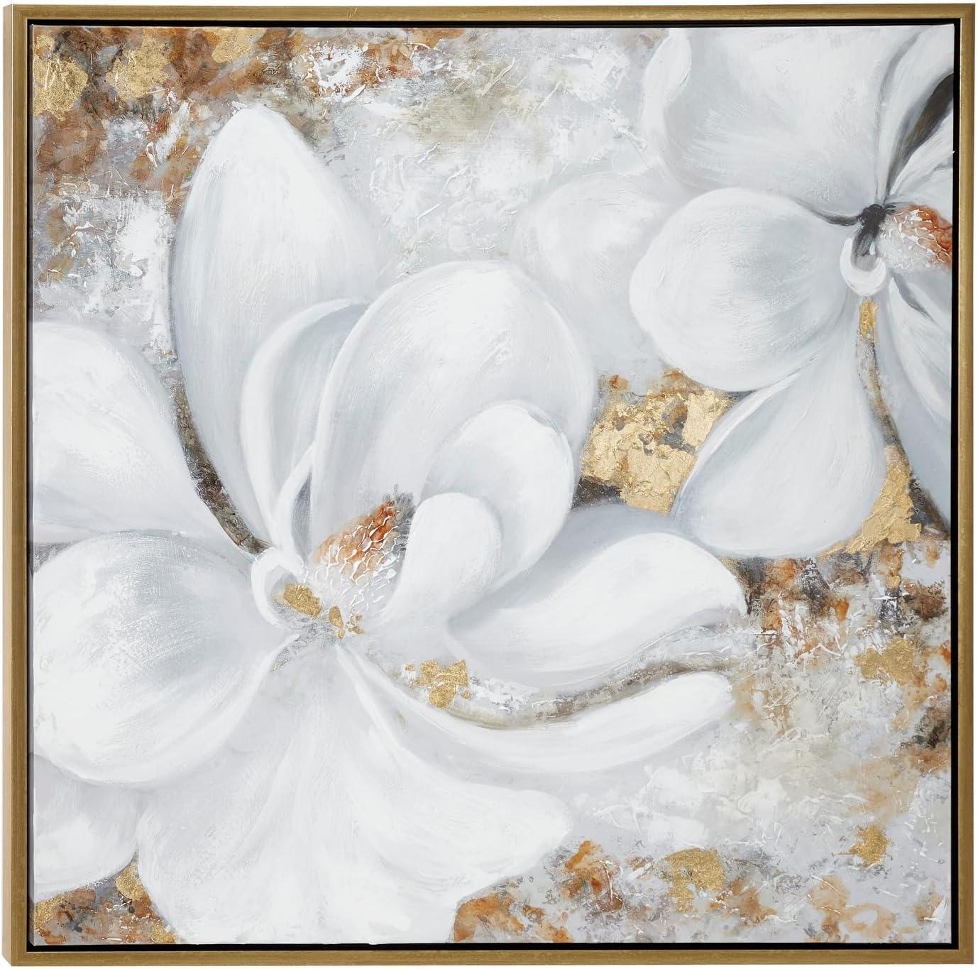 20" x 59" Cherry Blossom Floral Framed Wall Art with Silver Frame, by DecMode (2 Count)