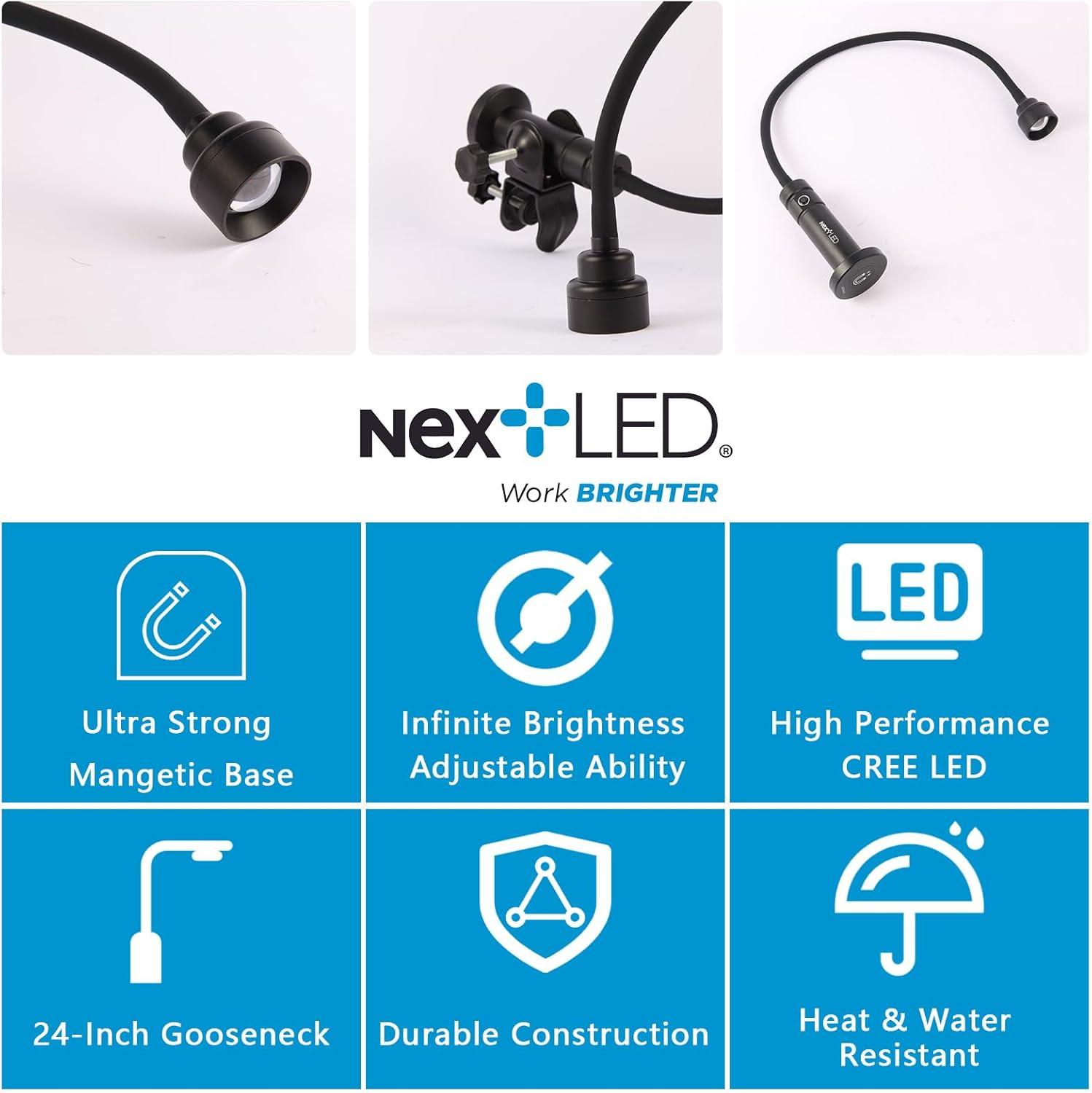 NextLED Black Flexible Gooseneck Magnetic Grill Light