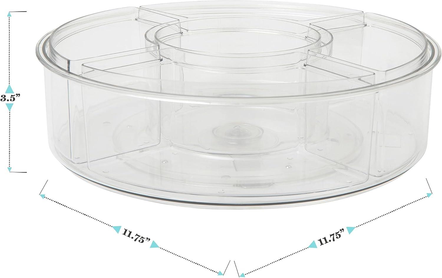 Clear Plastic 12-Inch Lazy Susan Organizer with Removable Bins