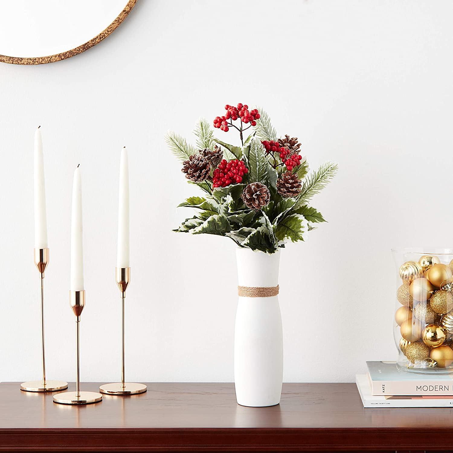 Artificial Holly Leaves Berries Christmas Bush