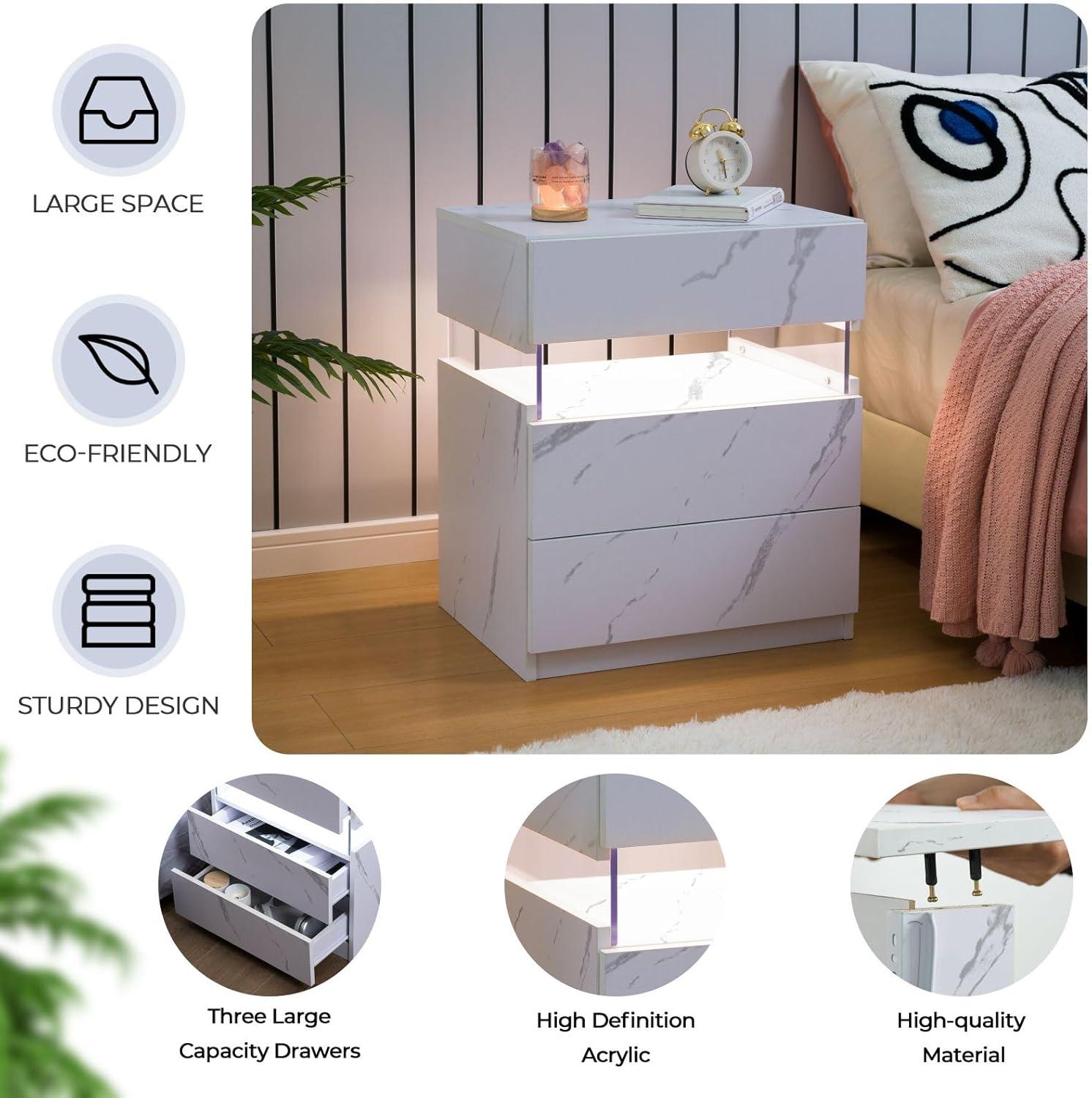 Nightstands set of 2 LED Night Stand