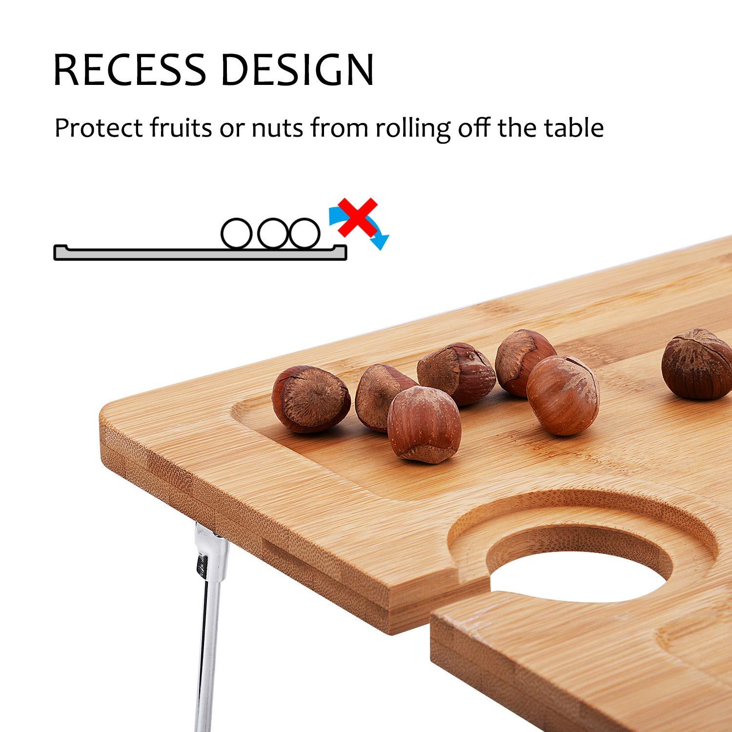 Tirrinia Bamboo Wine Picnic Table, Ideal Wine Lover Gift, Large Folding Portable Outdoor Snack & Cheese Tray for Concerts at Park, Beach