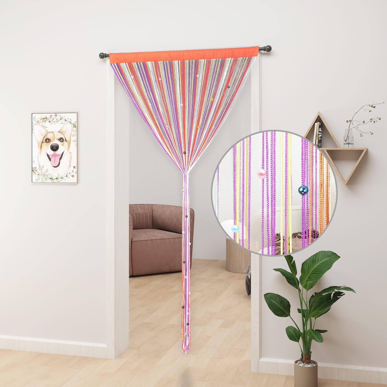 YIIBAII Beaded Curtain Beaded Curtains for Doorways Crystals Suitable for Interior Decoration and Partitions Hippy Closet Curtains (Rainbow, 39"x79")