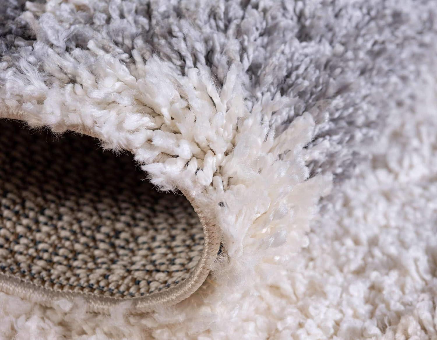 Unique Loom Hygge Shag Collection Area Rug - Balanced (5' 1" x 8' Rectangle Gray/Ivory)